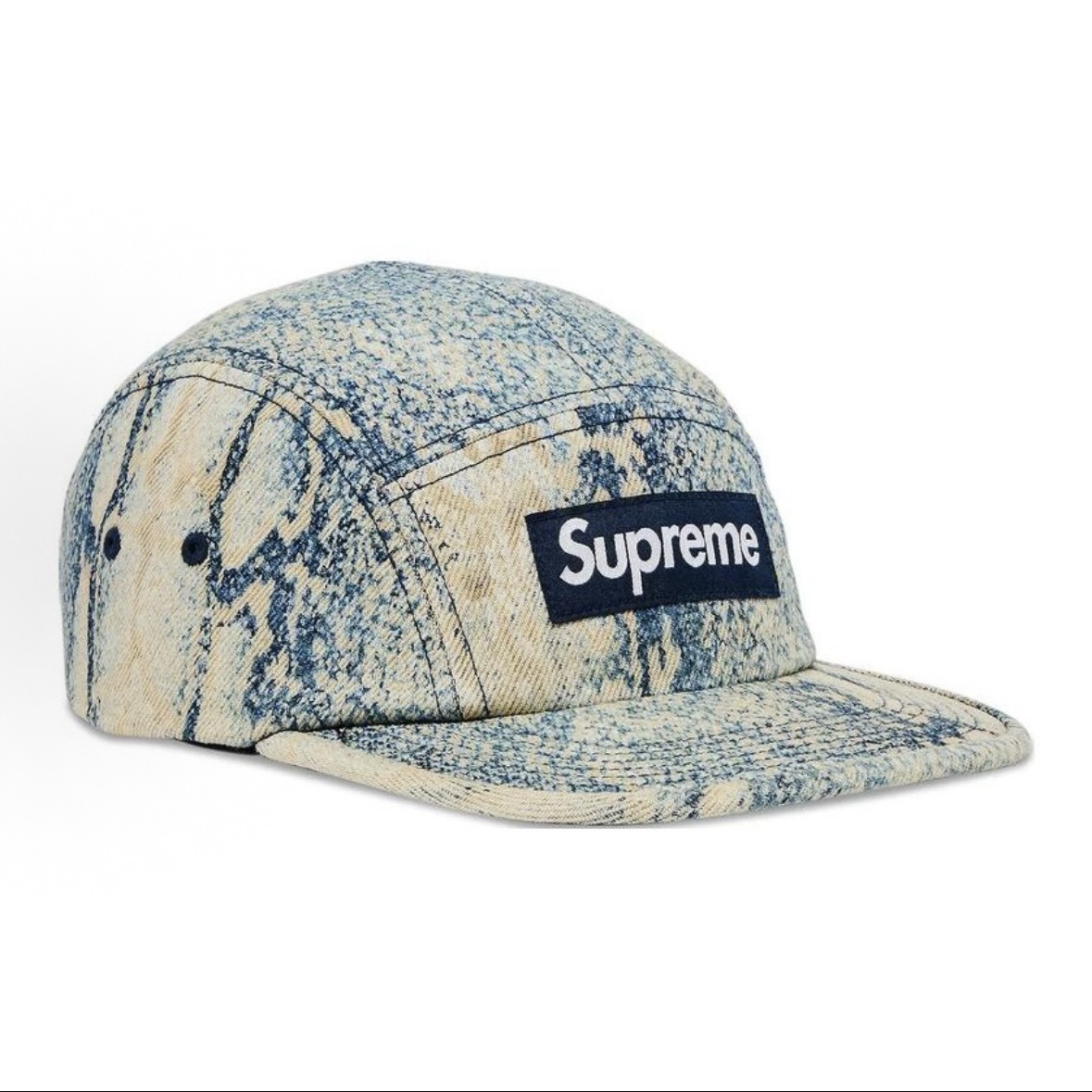 Supreme 五分割 牛仔潑墨 Denim Camp Cap fw24h37