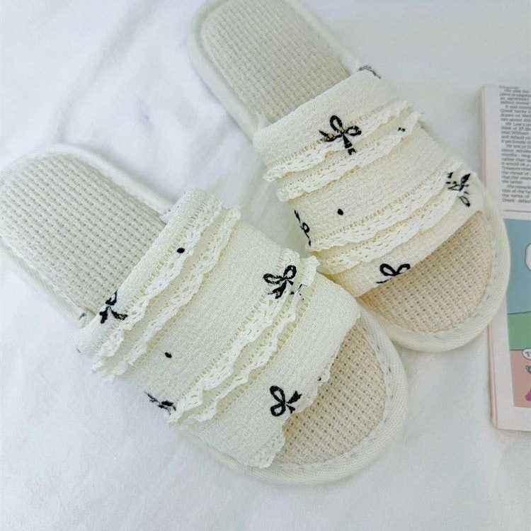 《5881》蕾絲蝴蝶結少女風室內拖