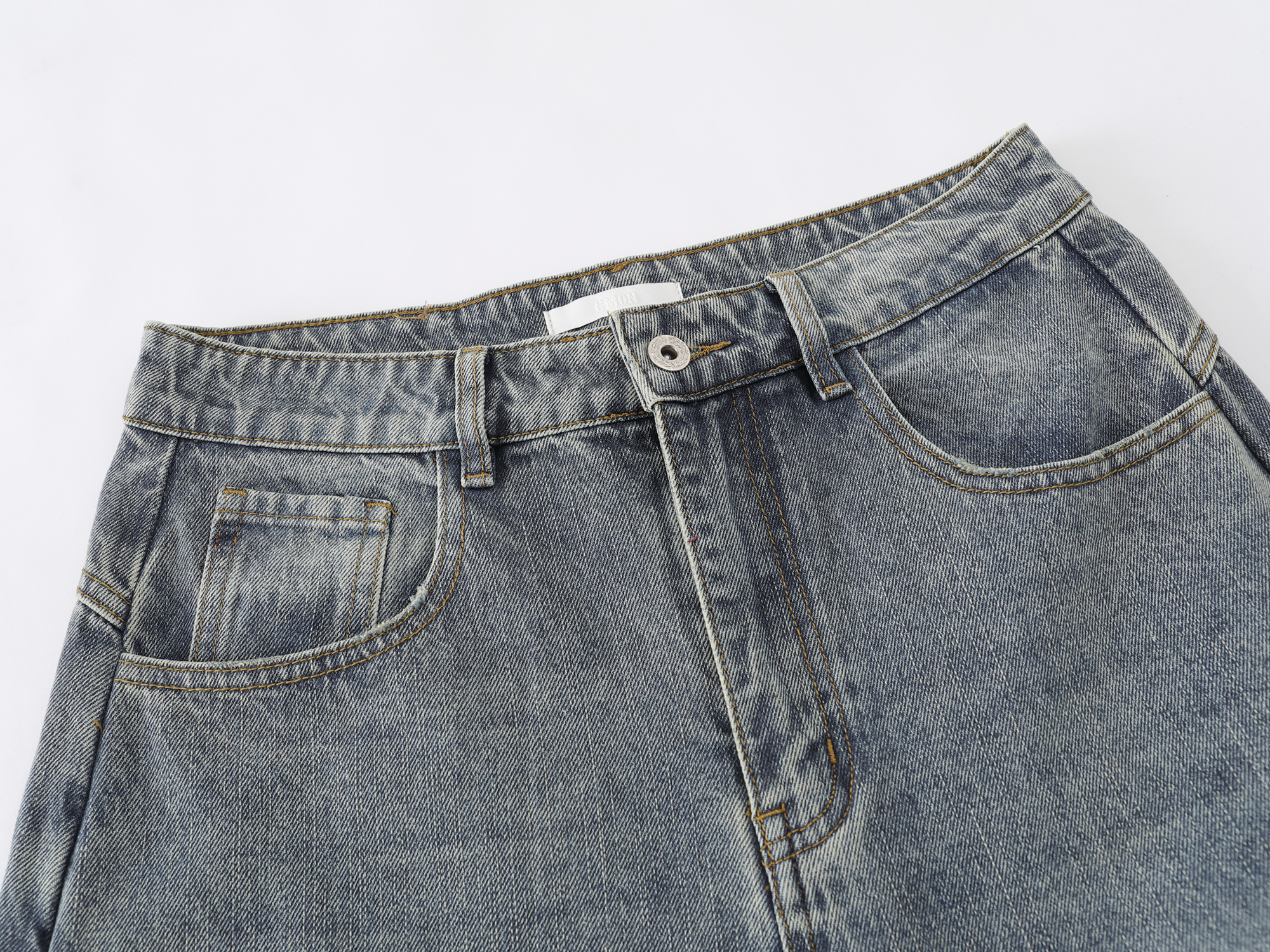 《S.V》微刷破剪裁彎刀褲