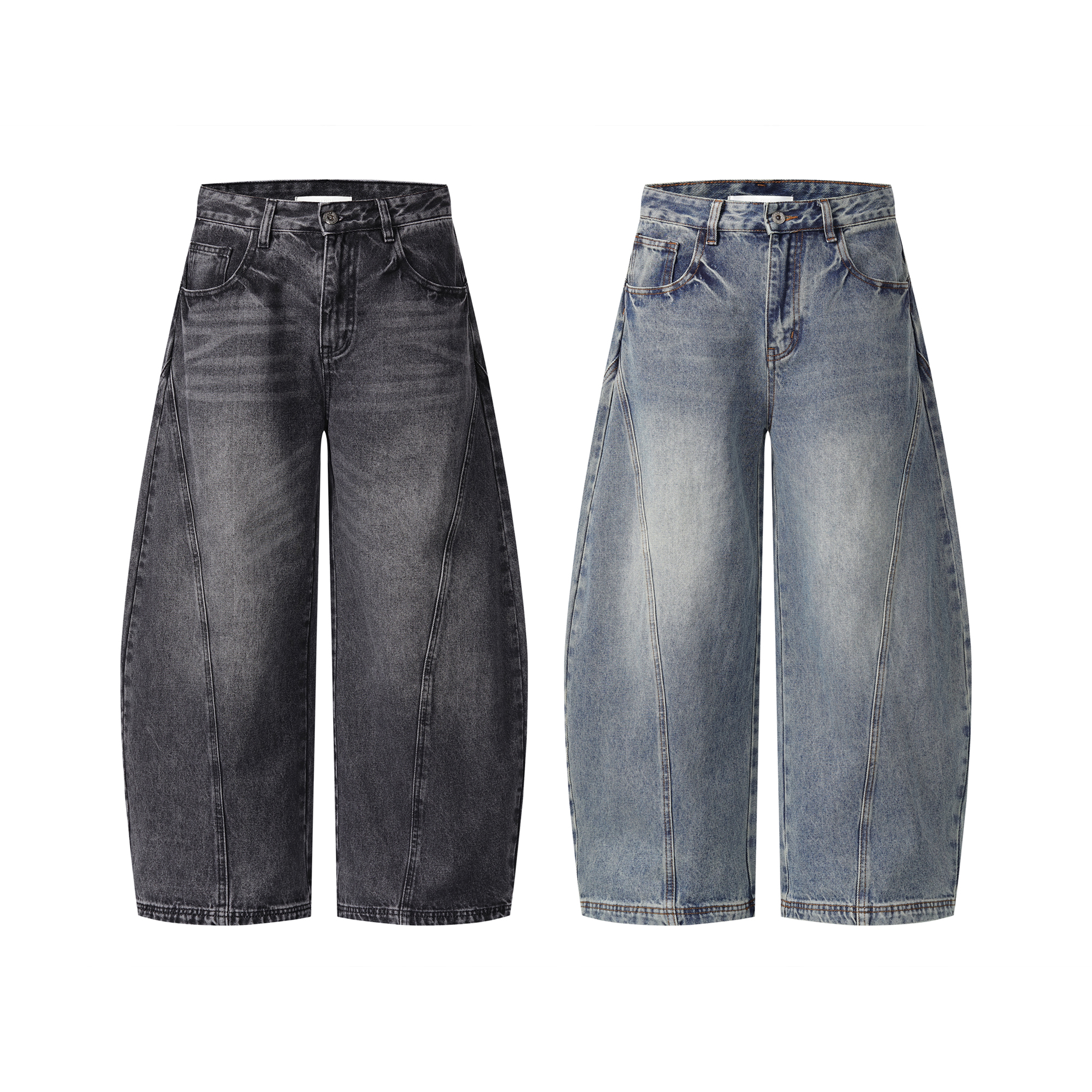 《S.V》復古刷色彎刀褲