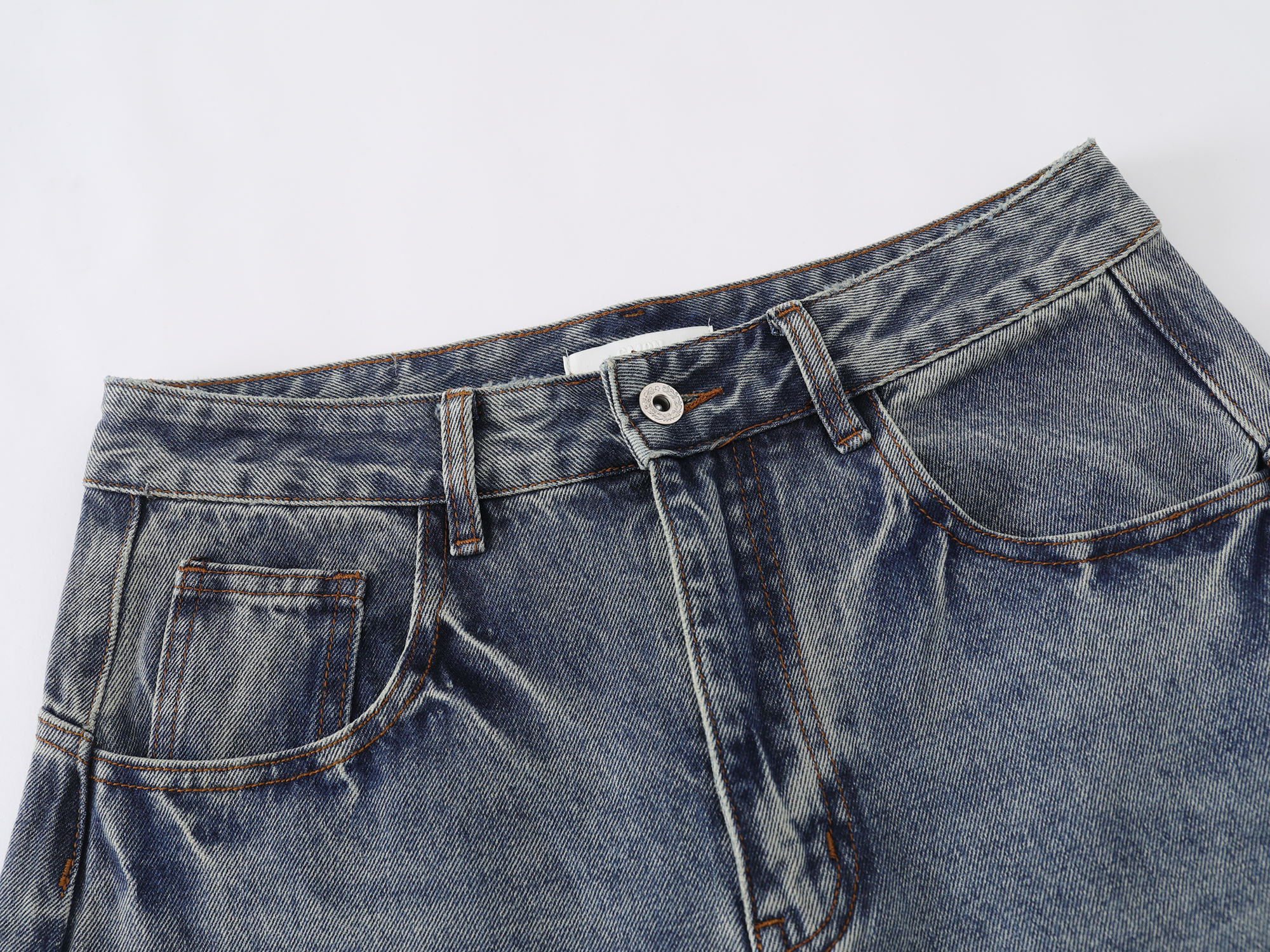 《S.V》復古刷色彎刀褲