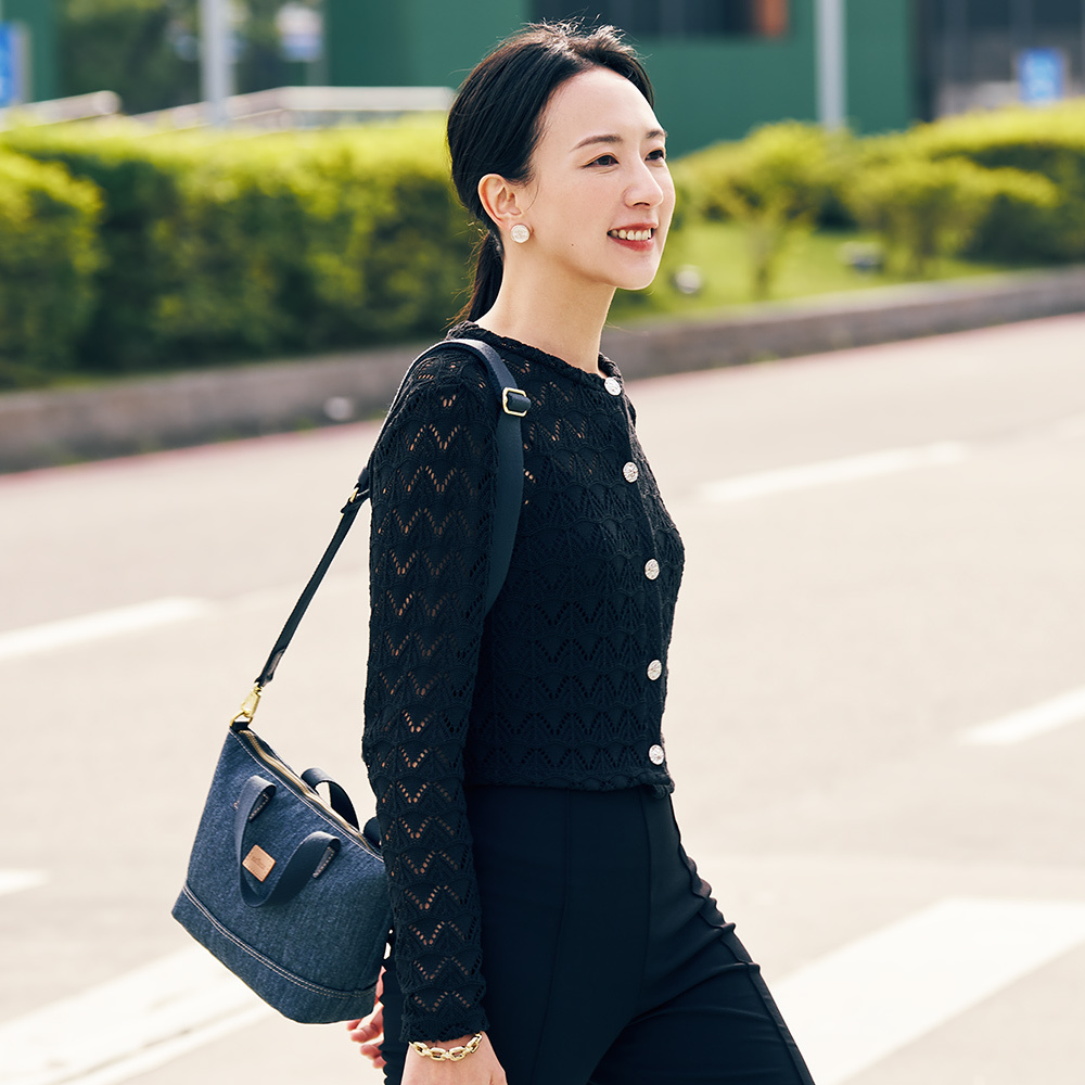 Denim 迷你托特包-深丹寧藍