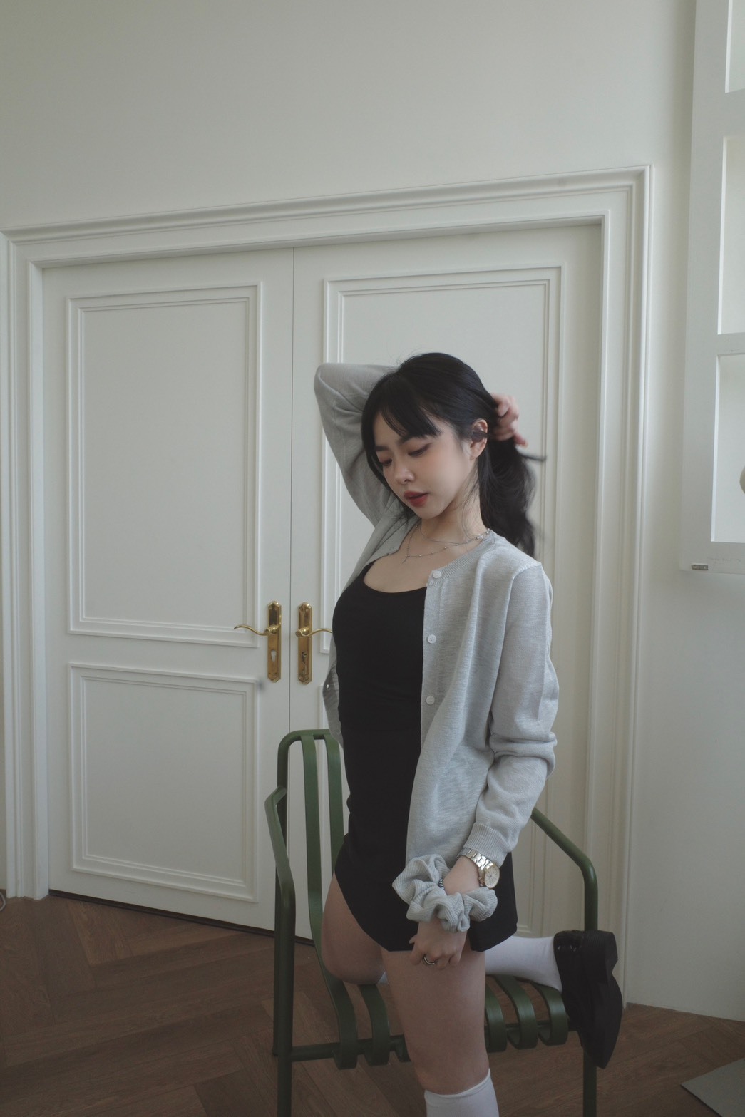 <女裝出清🤎>A011 附髮圈排扣針織微透衫 三色