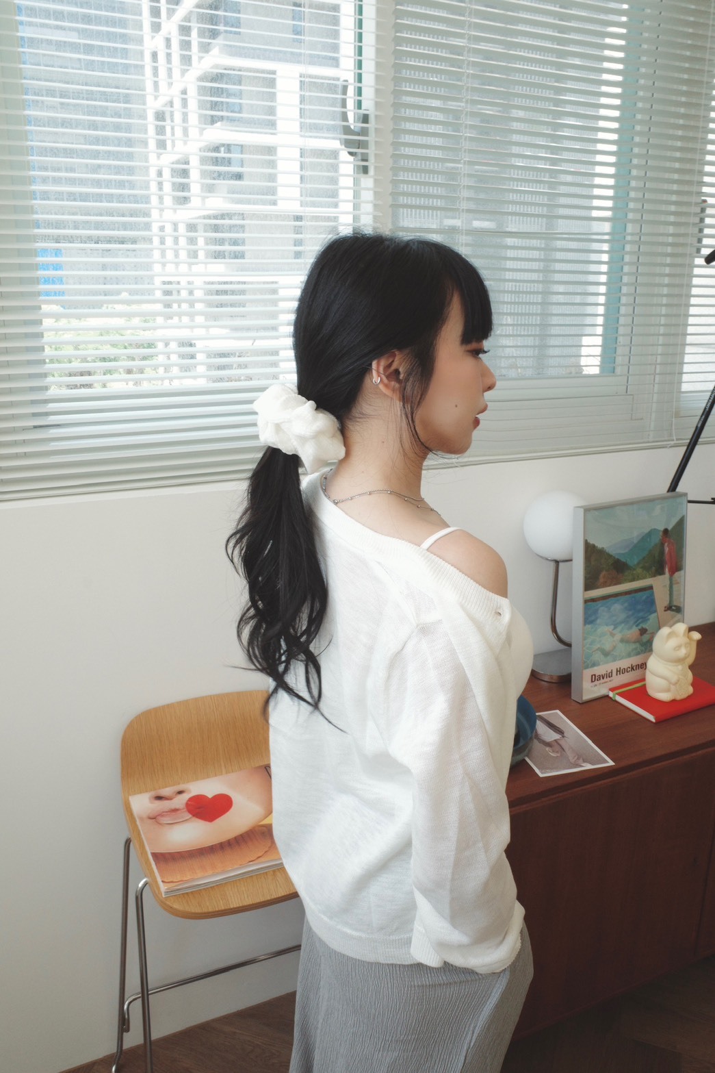 <女裝現貨💗> A011 附髮圈排扣針織微透衫 三色