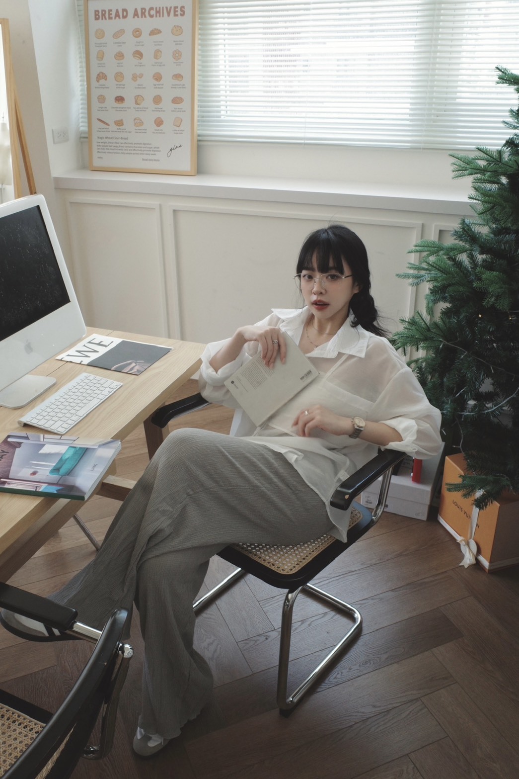 <女裝現貨💗> A015 韓系假兩件背心微透襯衫 兩色