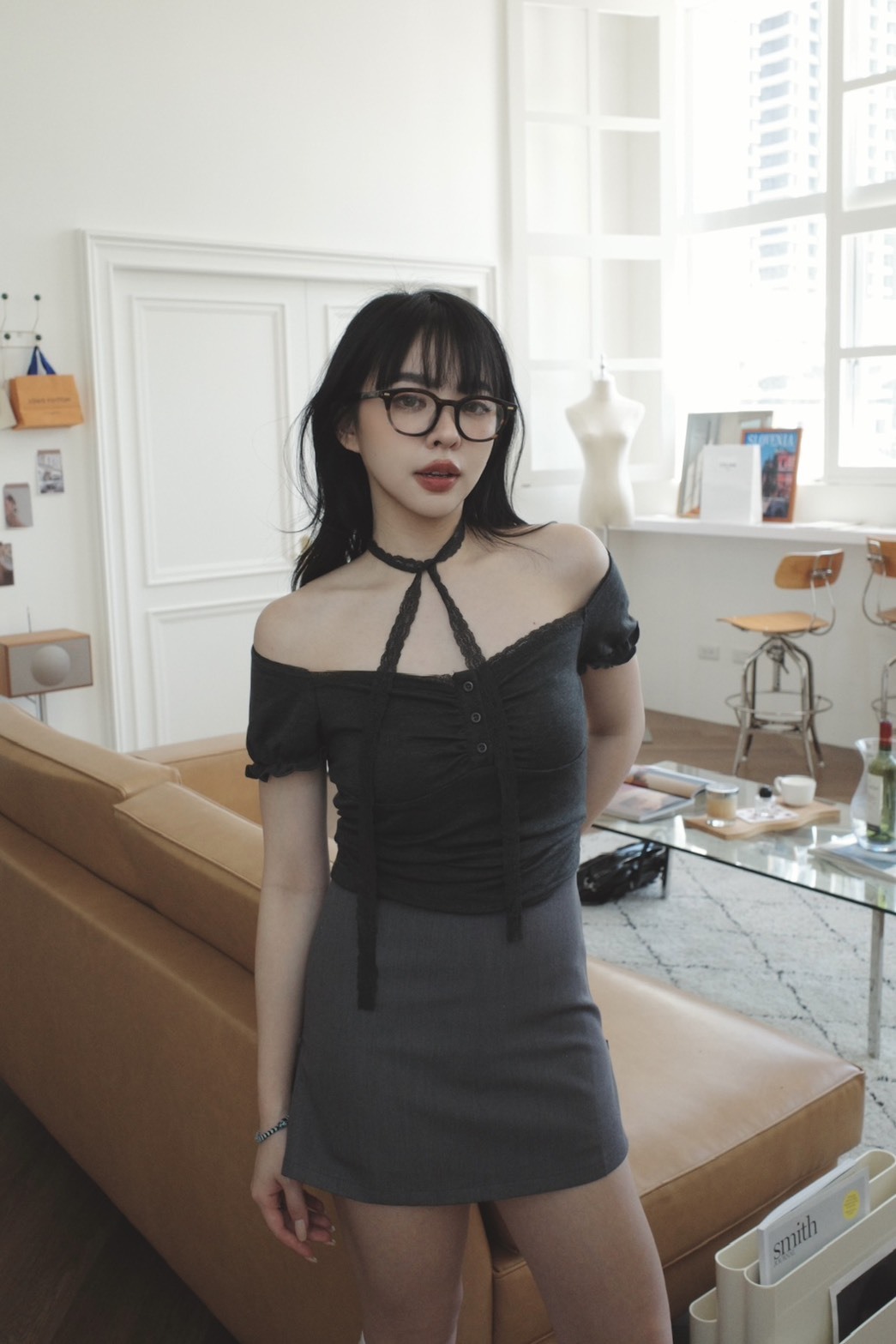 <女裝現貨💗> A018 超顯瘦拉鏈側叉高腰西裝褲裙 兩色