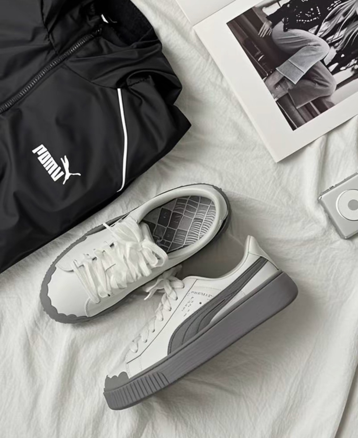 PUMA Mostro 灰色女款 潮流低幫板鞋｜未來感 × 街頭魂