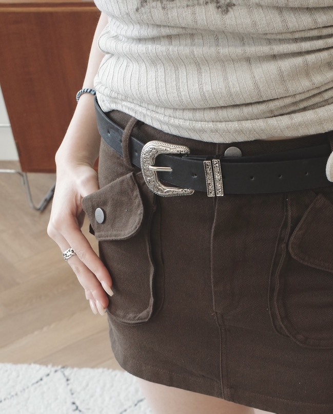 <女裝現貨💗> A020 美式復古立體口袋工裝短裙 兩色