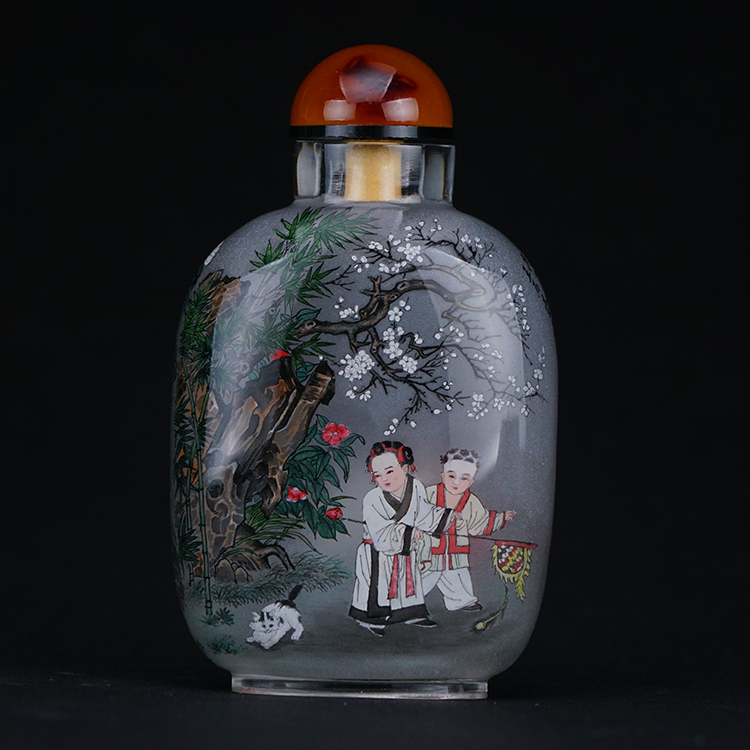 鹿港窯典藏級內畫工藝|戲嬰圖鼻煙壺 妙筆描繪手足情深與家庭溫馨時光