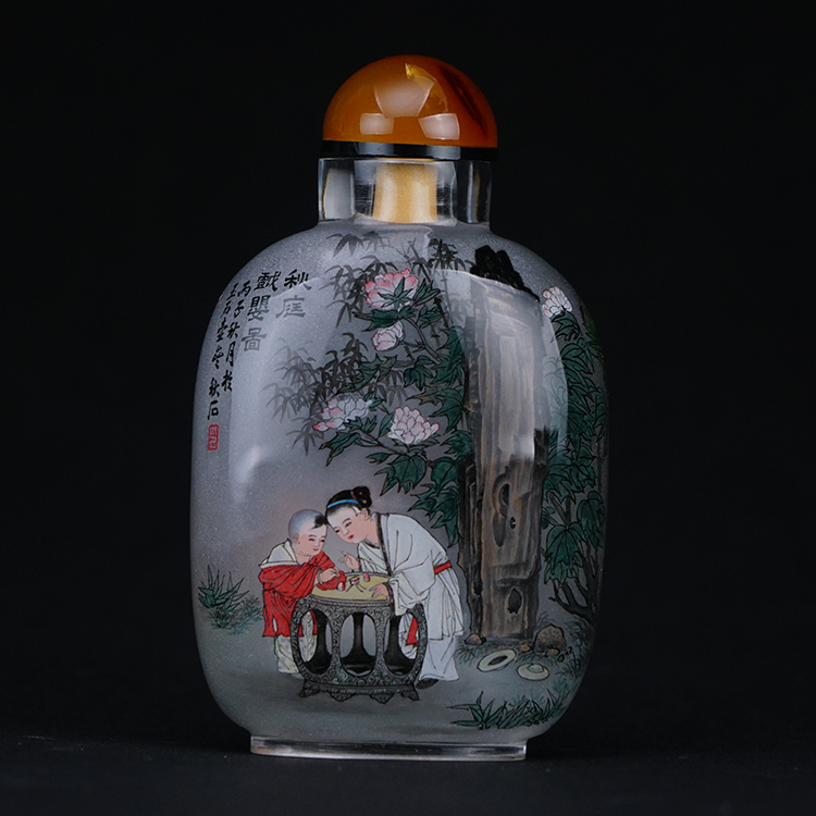 鹿港窯典藏級內畫工藝|戲嬰圖鼻煙壺 妙筆描繪手足情深與家庭溫馨時光