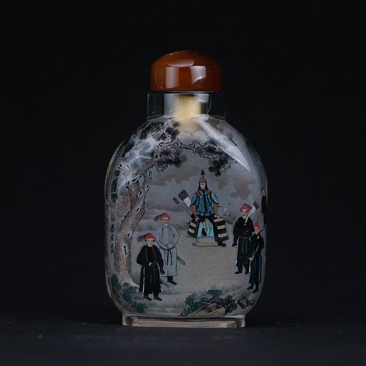 鹿港窯典藏內畫工藝|弘曆雙圖鼻煙壺 帝王戎裝靜修並現展文武雙全風範