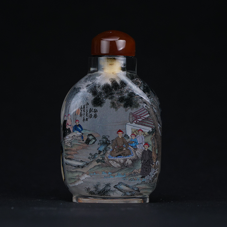 鹿港窯典藏內畫工藝|弘曆雙圖鼻煙壺 帝王戎裝靜修並現展文武雙全風範