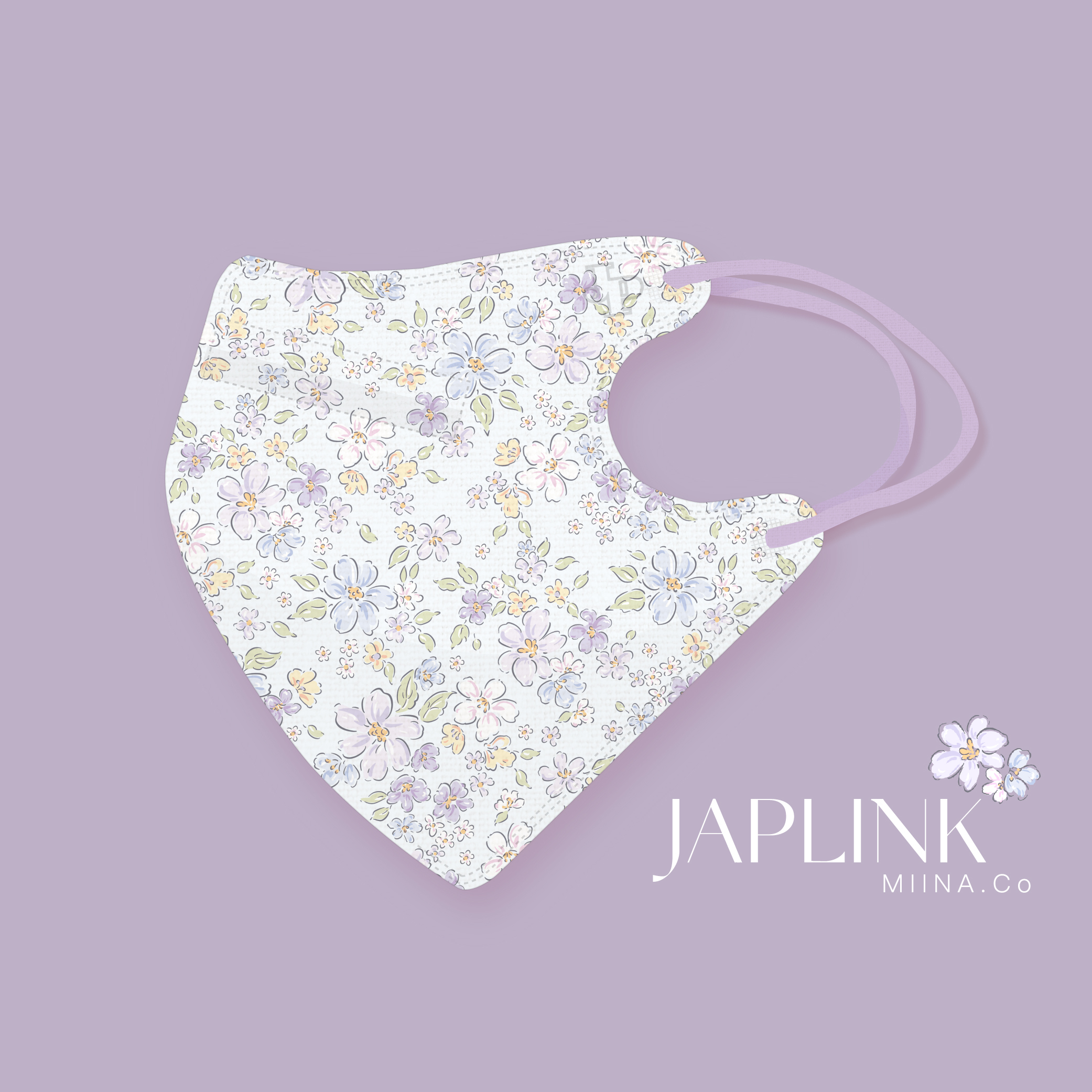 JAPLINK MASK 立體口罩【 HEPA 設計款 】柔紫花語