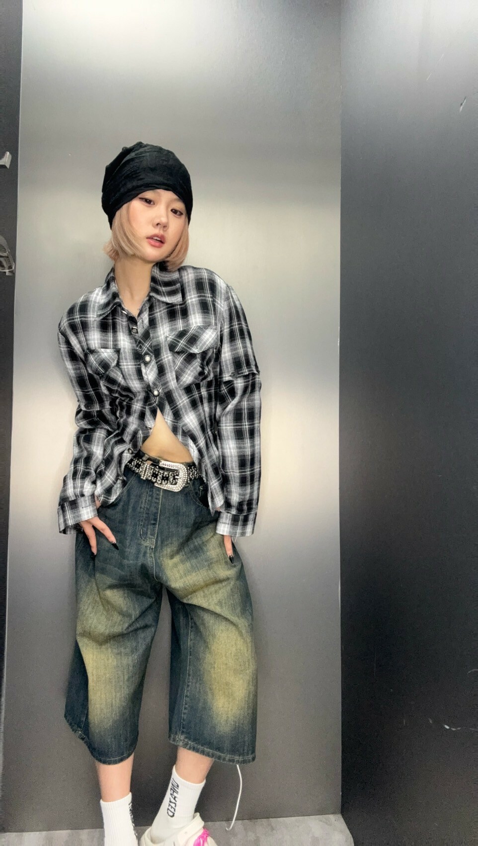 刷色牛仔七分褲