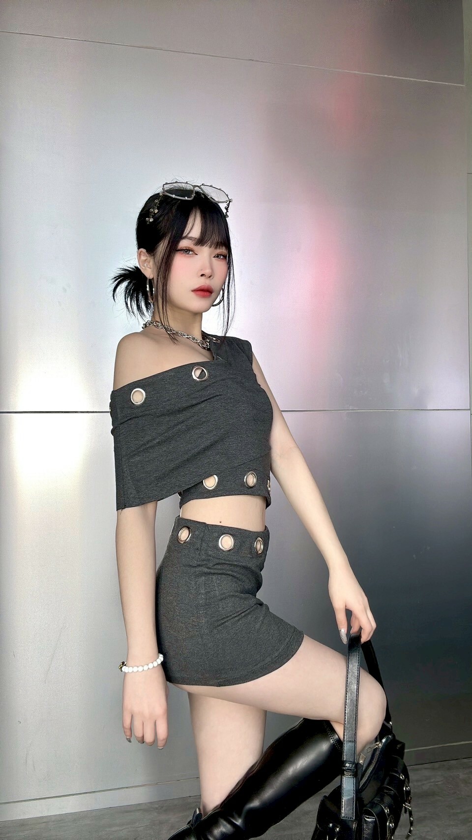 圓環不規則露腰洋裝