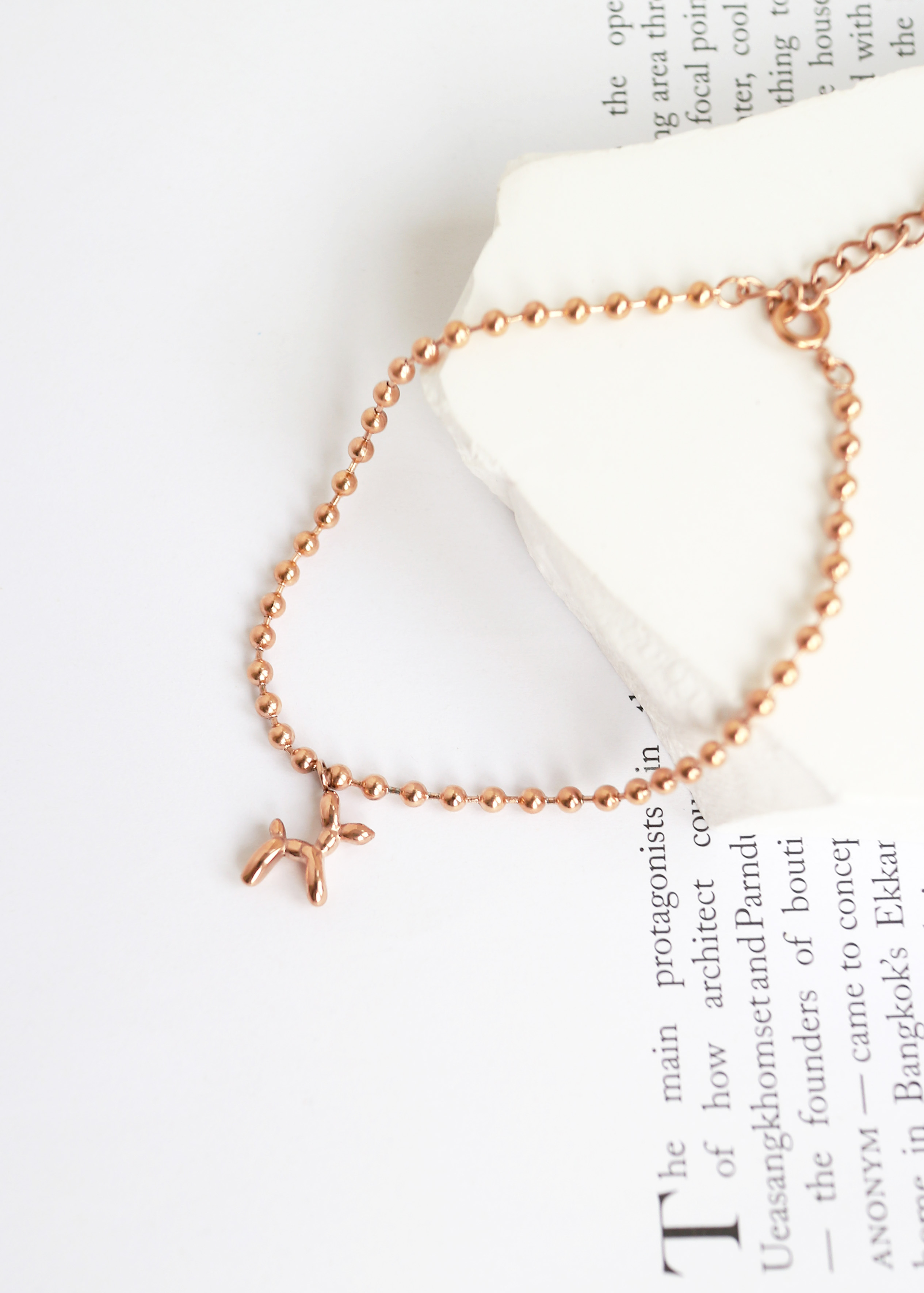 玫瑰金氣球狗狗 醫療鋼手鍊