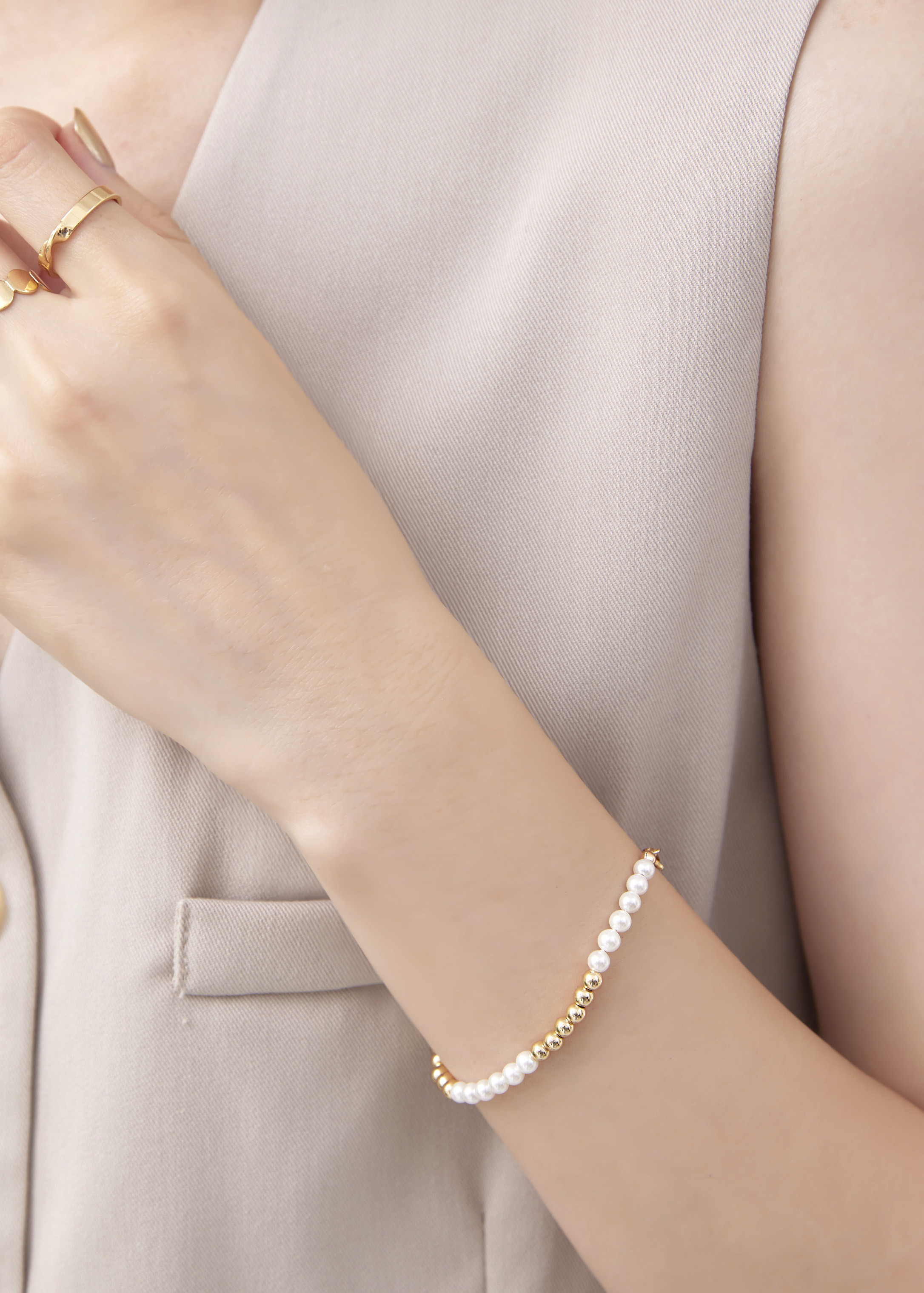 Classic珍珠手鍊-金