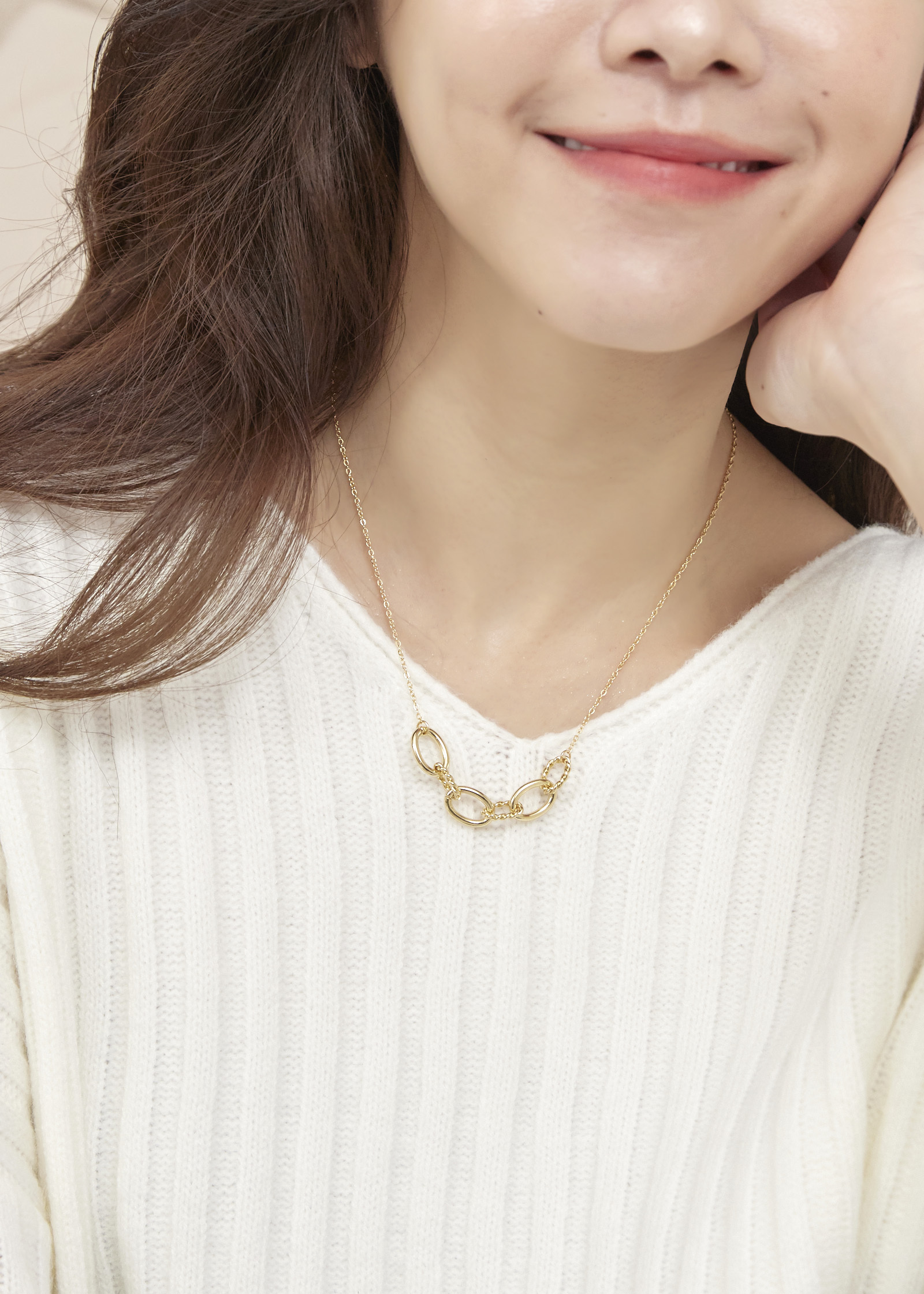 編織麻花捲 項鍊-金