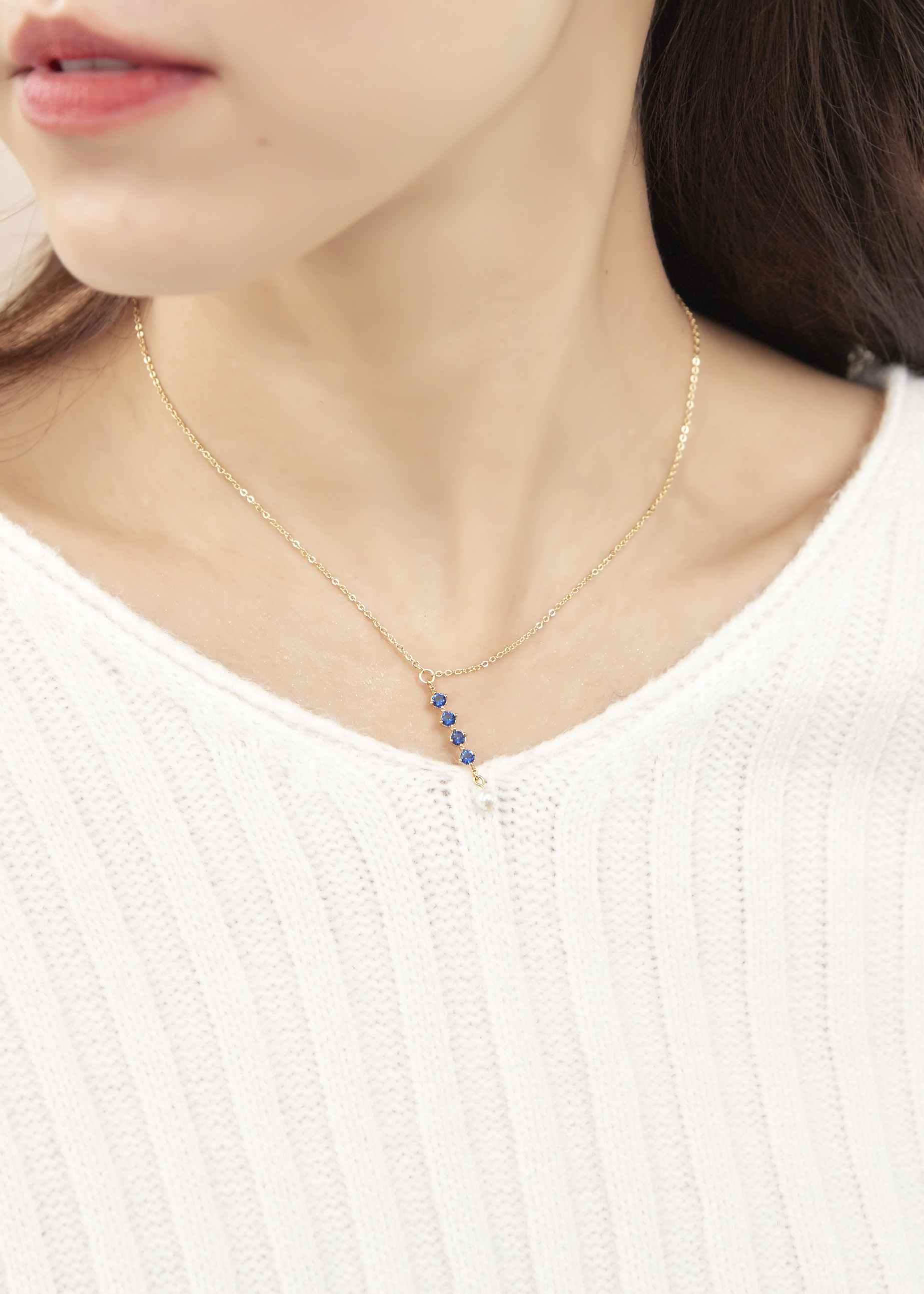 布達佩斯 鋯石項鍊-藍