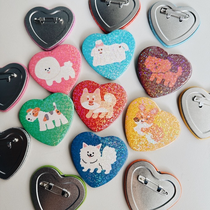 狗狗 雷射愛心徽章 別針｜ 微醺斑比
