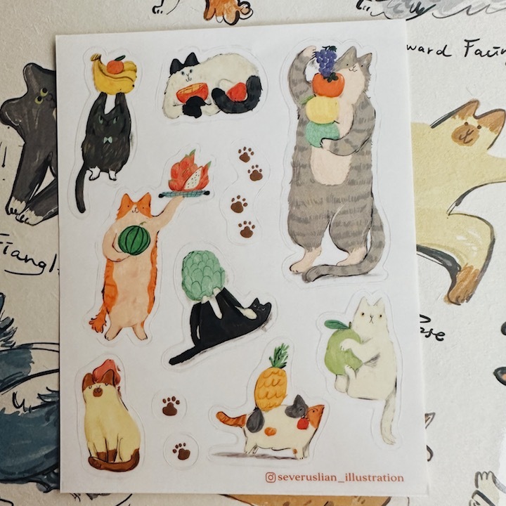 水果貓貓 防水透明貼紙｜SEVERUS LIAN 里恩太太