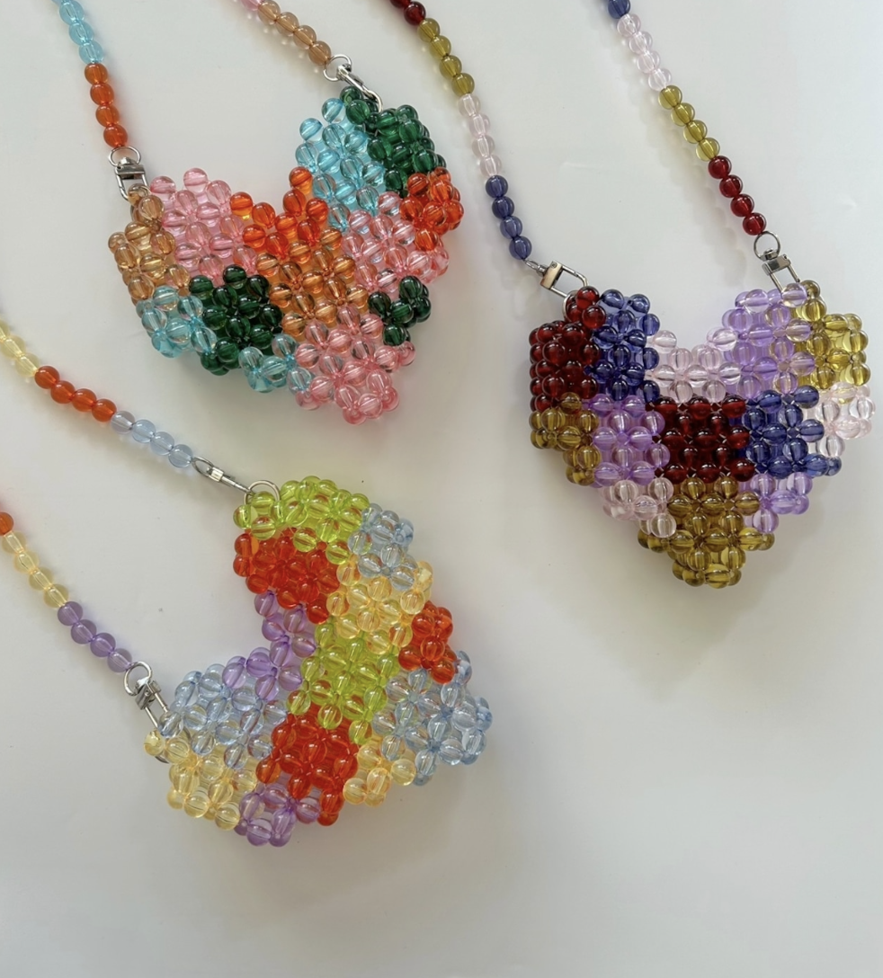 日本手工愛心包  拼色彩珠（b款）