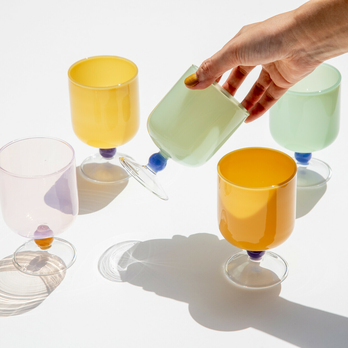 太空漂浮 撞色 高腳玻璃杯｜日本CDF ètendue