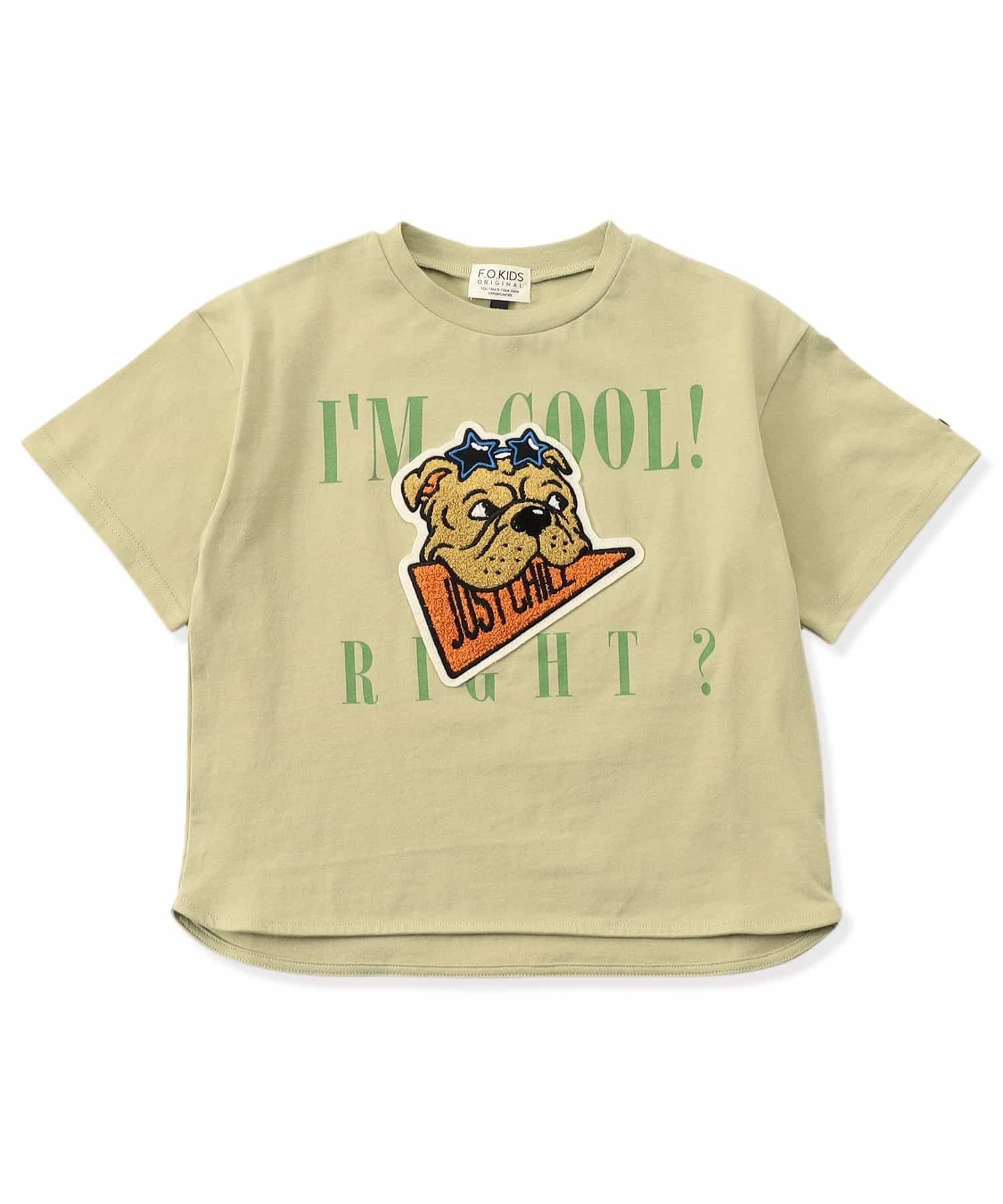 日本F.O.KIDS 刺繡 寬版天竺棉短袖上衣 (薄荷綠，130) R207275