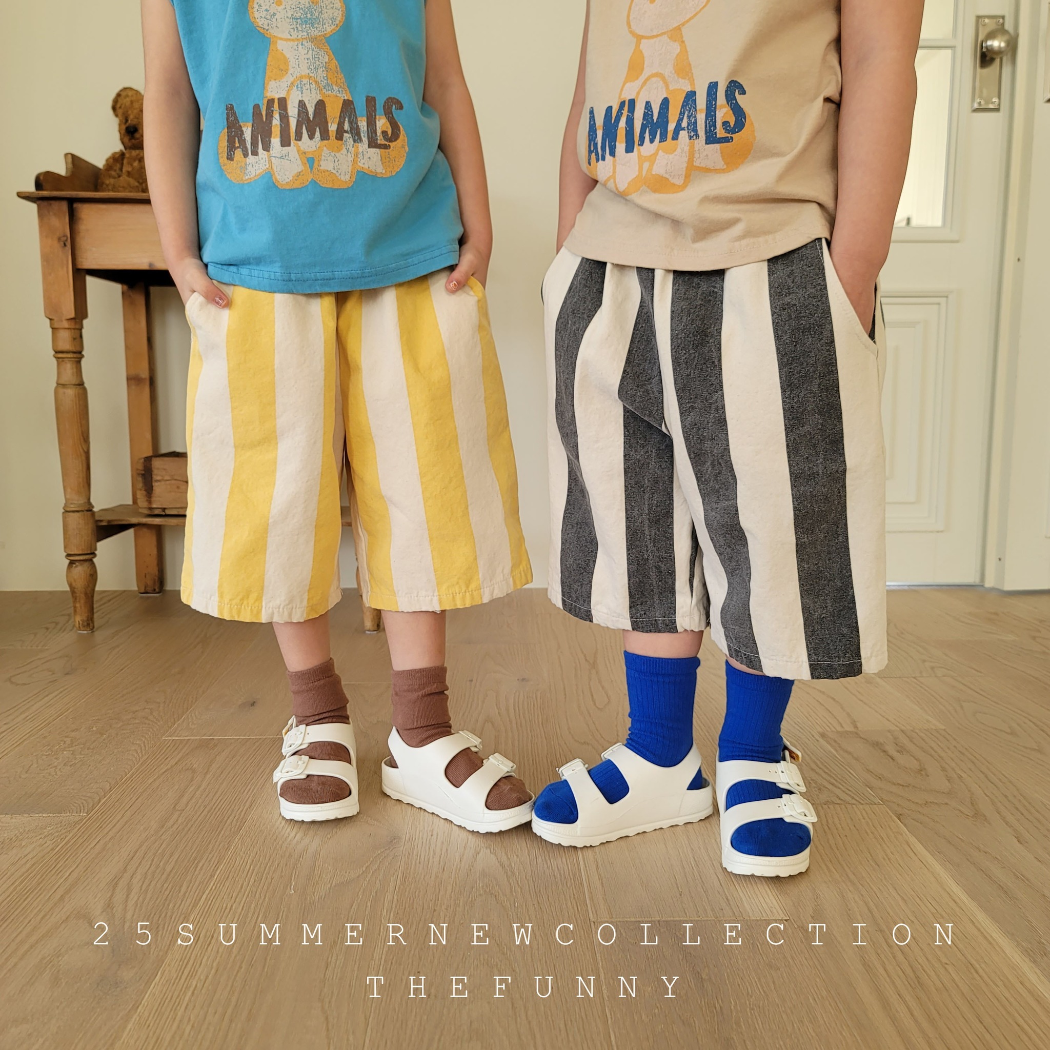 韓國 The Funny- 25夏 繽紛色系直條褲（兩色）