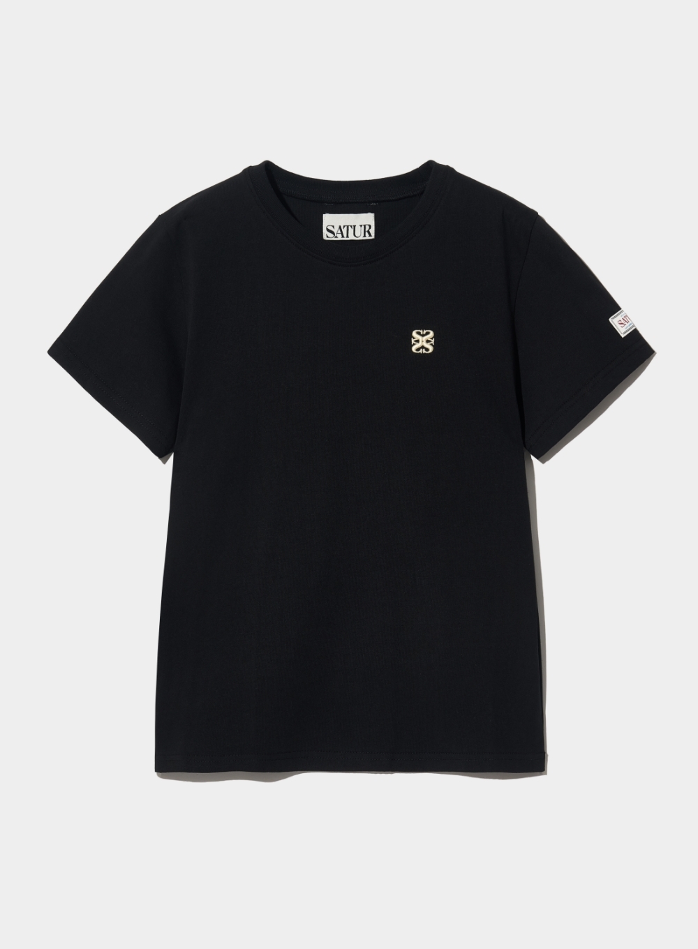 ★SATUR★ Classic small logo short sleeve t-shirt white SA25 MUSINSA | SATUR Classic Small Logo Short-Sleeved T-Shirt