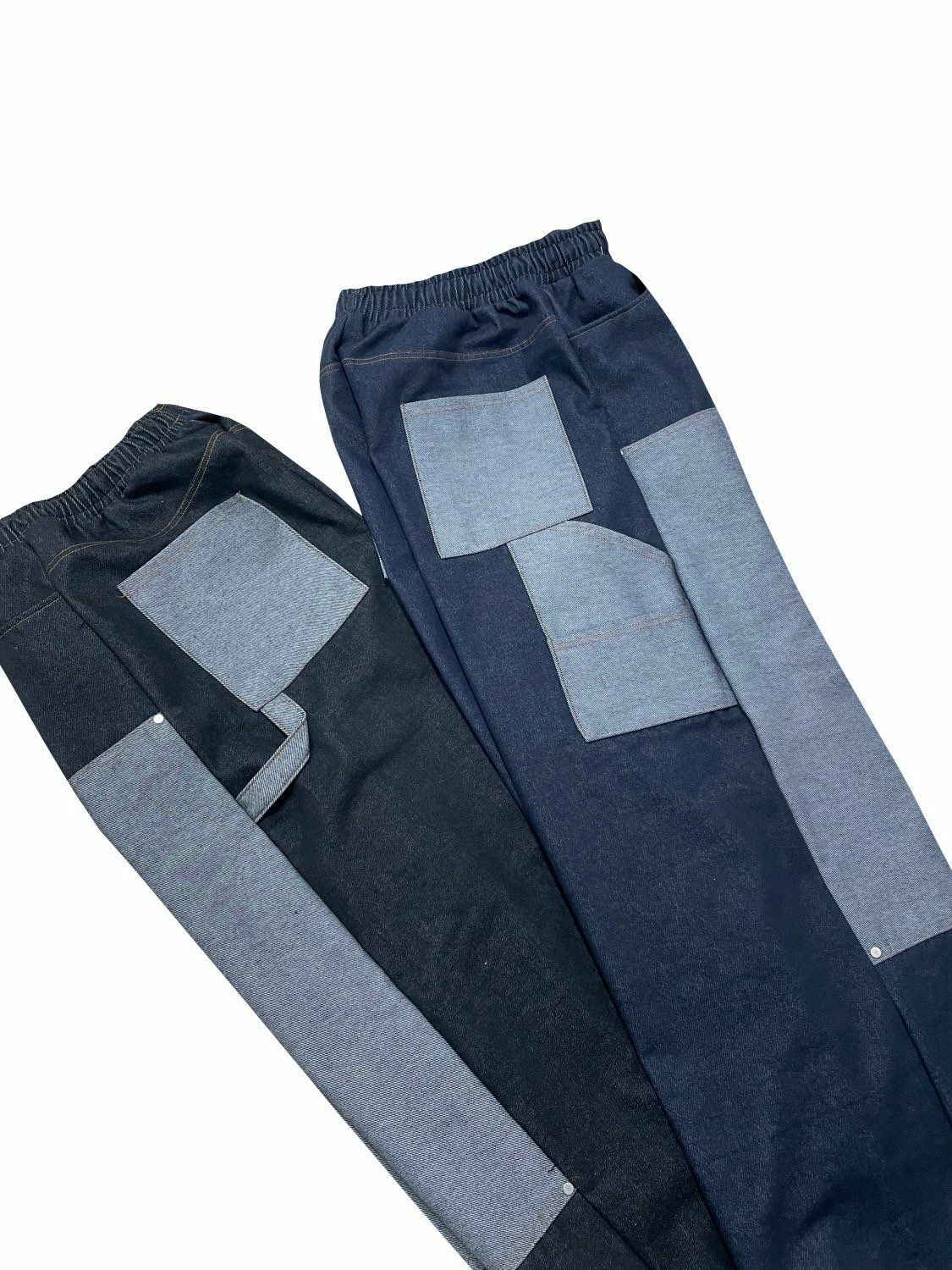 拼色可束腳鬆身牛仔褲 TAC-0155P