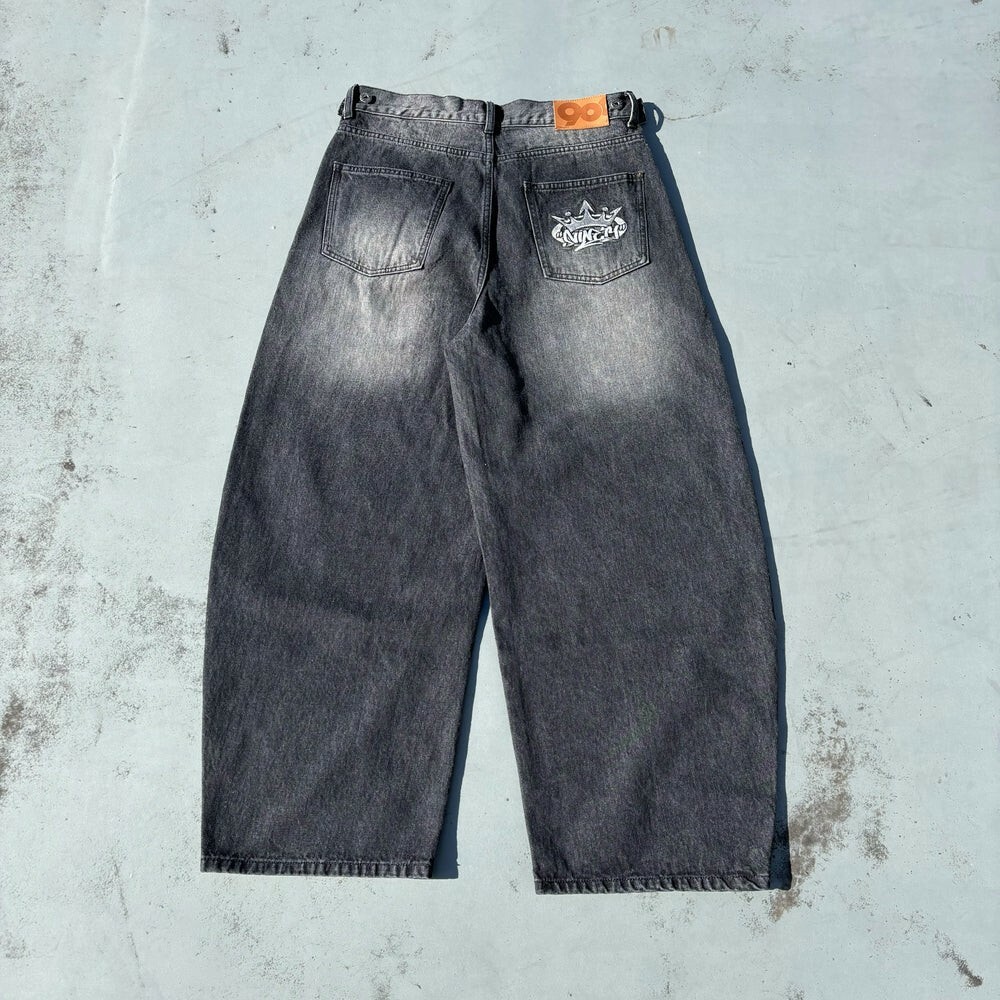 9090 King Logo Slub Denim Buggy Pants 國王徽標SLUB 越野褲牛仔褲