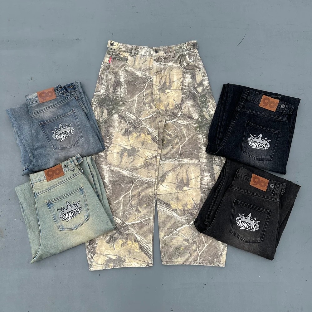 9090 King Logo Slub Denim Buggy Pants 國王徽標 SLUB 越野褲 牛仔褲