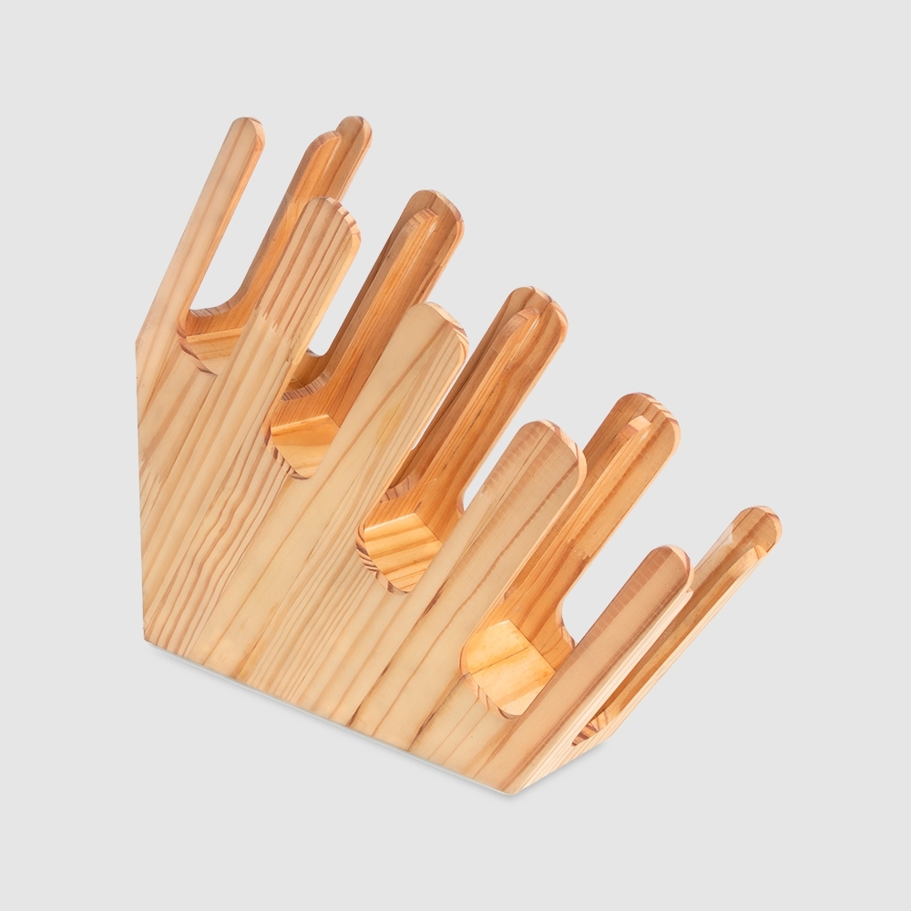 分杯架 斜四格 竹木