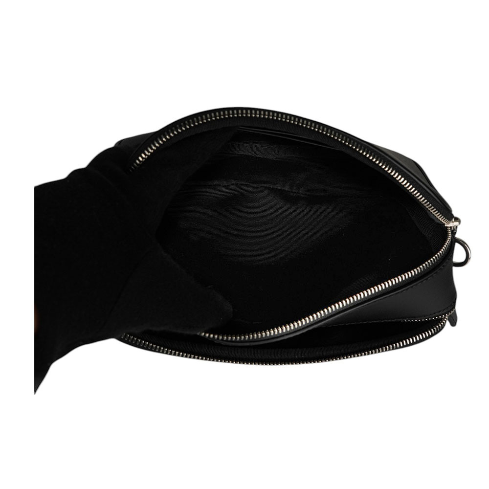 【BALLY】Holm 紅白條紋牛皮日字斜背包(黑色) 6310495