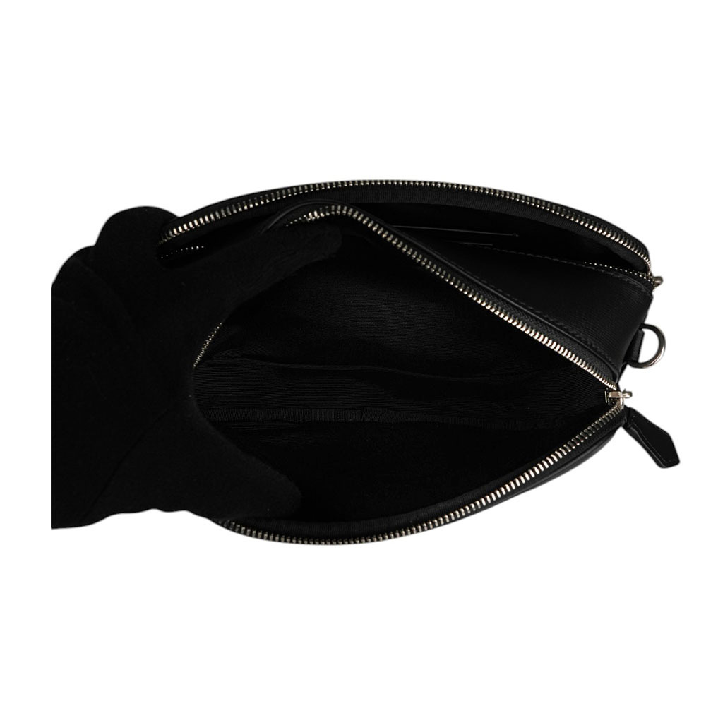 【BALLY】Holm 紅白條紋牛皮日字斜背包(黑色) 6310495