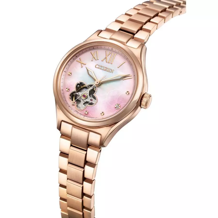 萬年鐘錶 - Citizen 星辰錶 XC女錶  亞洲限定款櫻雨紛飛機械女錶 PC1017-88Y  錶徑34MM