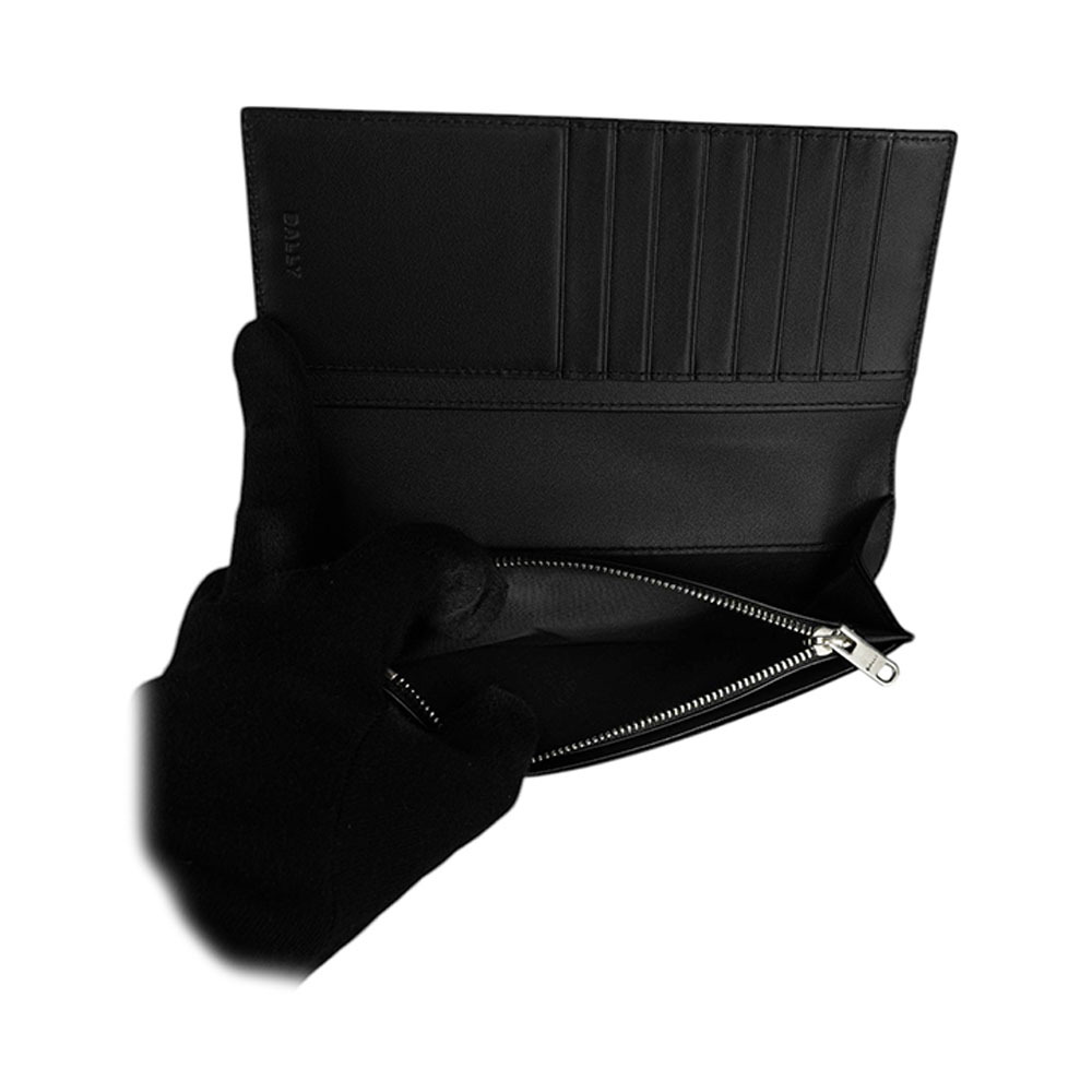 【BALLY】Mythos 紅白條紋再生牛皮對開二折長夾(黑色) 6308477