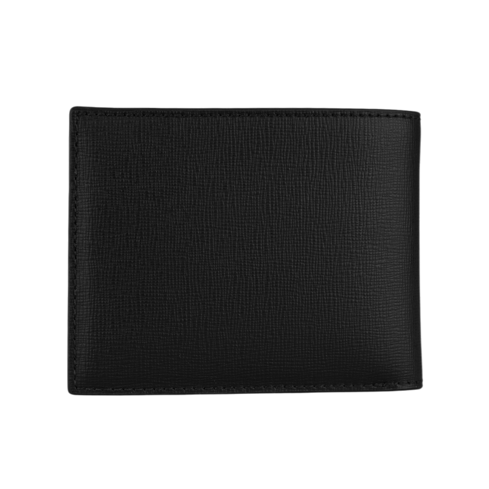 【BALLY】Mythos 紅白條紋再生牛皮對開6卡短夾(黑色) 6308572