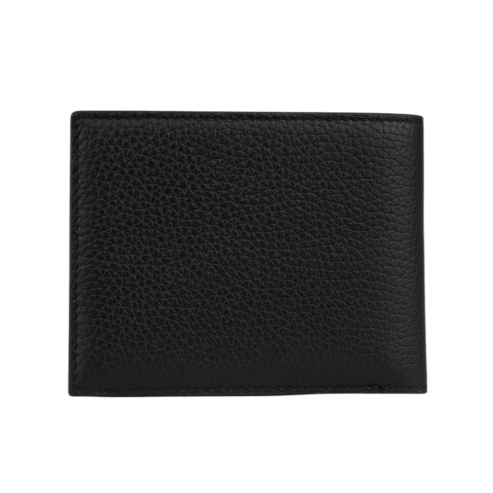 【BALLY】Ribbon 紅白條紋牛皮對開證件照短夾(黑色) 6307080