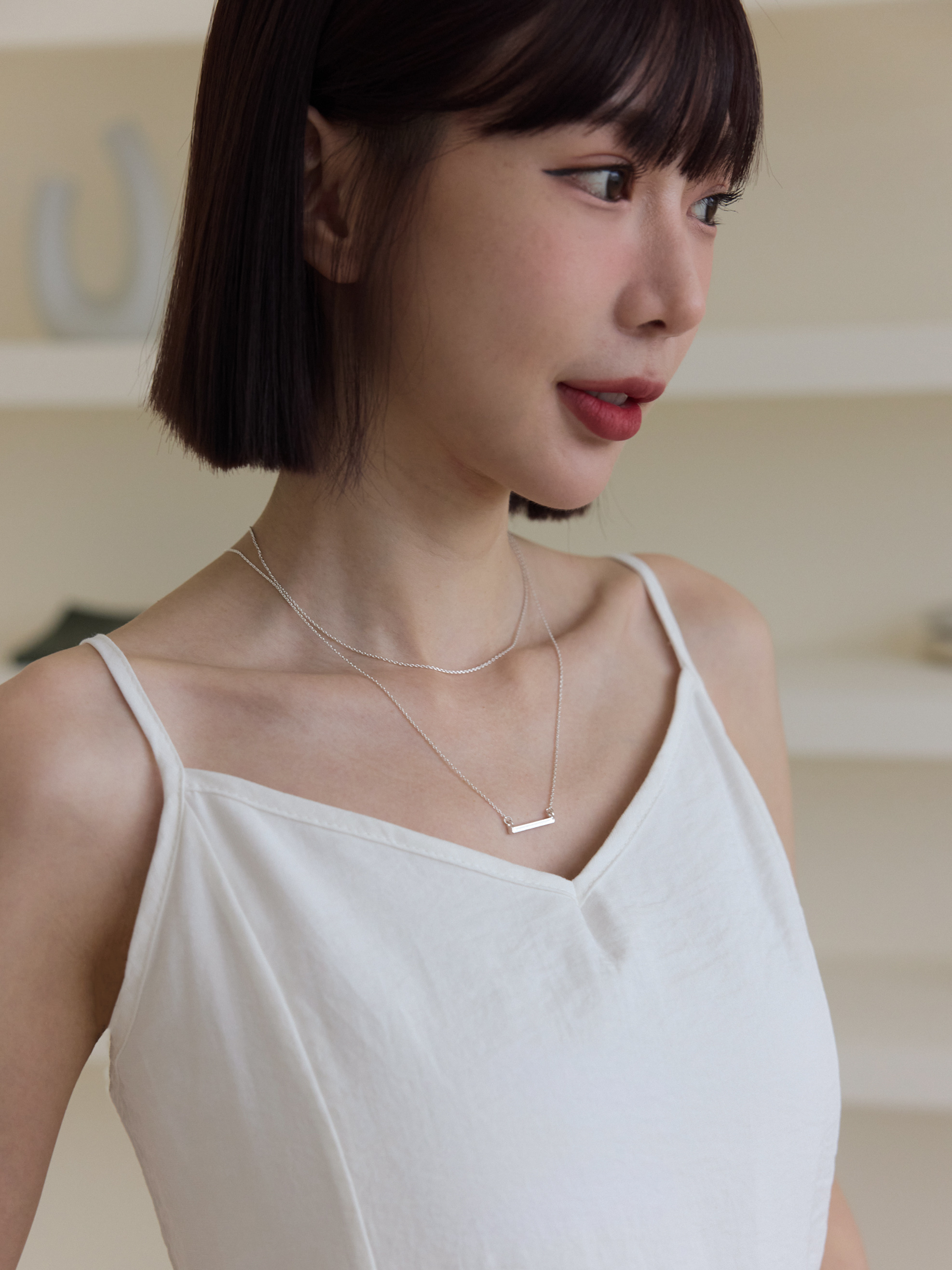 簡約一字雙層項鍊