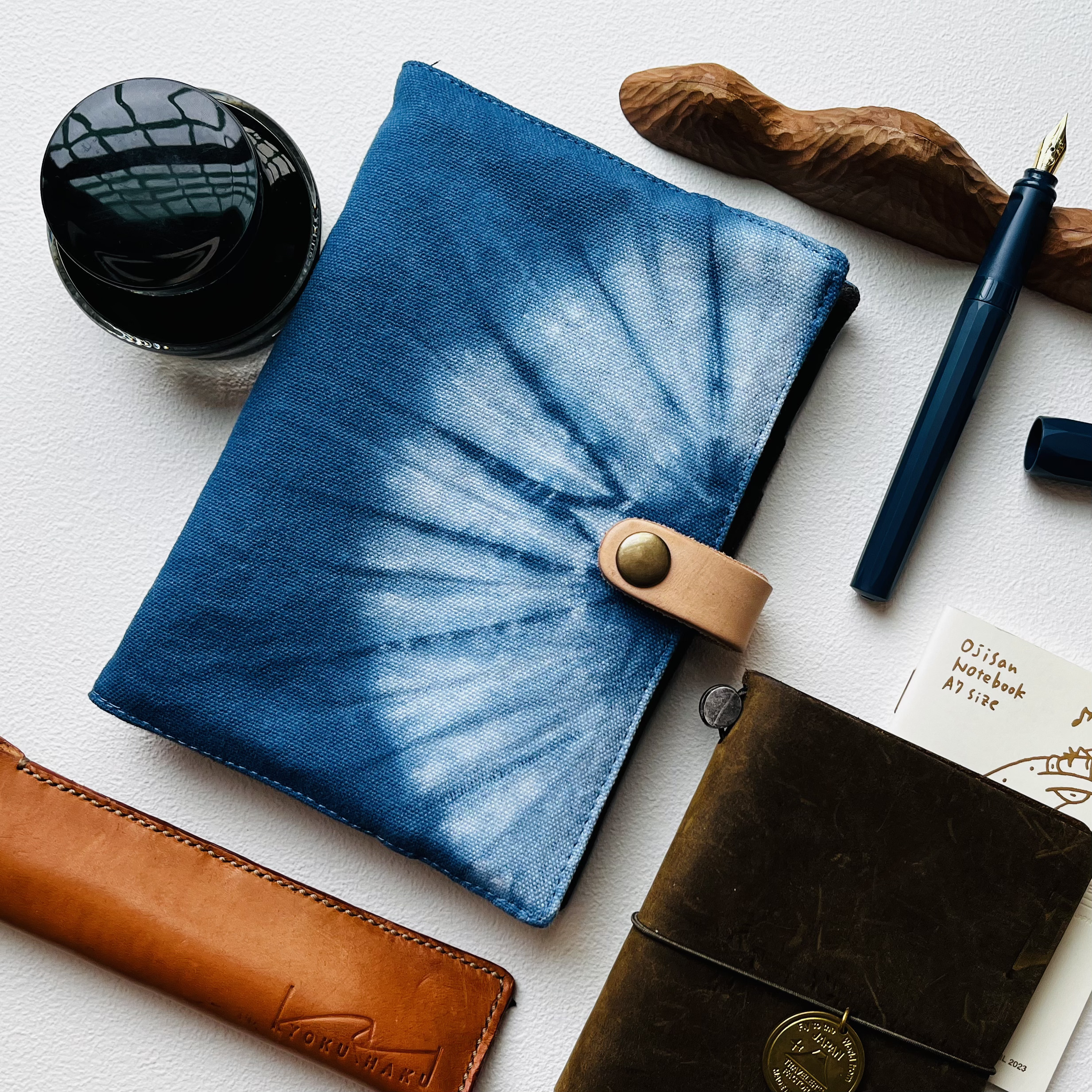 Kyokuhaku 4入筆袋-藍染