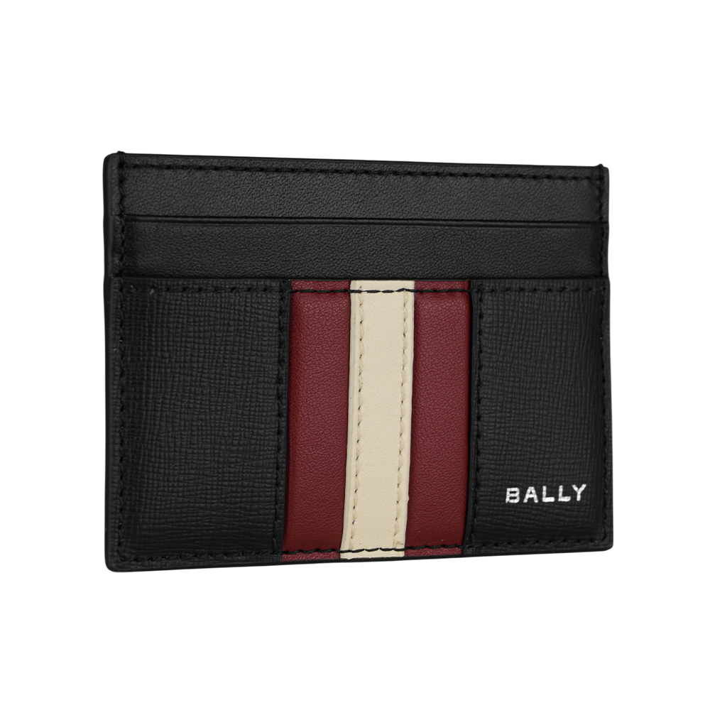 【BALLY】Mythos 再生皮革紅白條紋卡片夾/名片夾