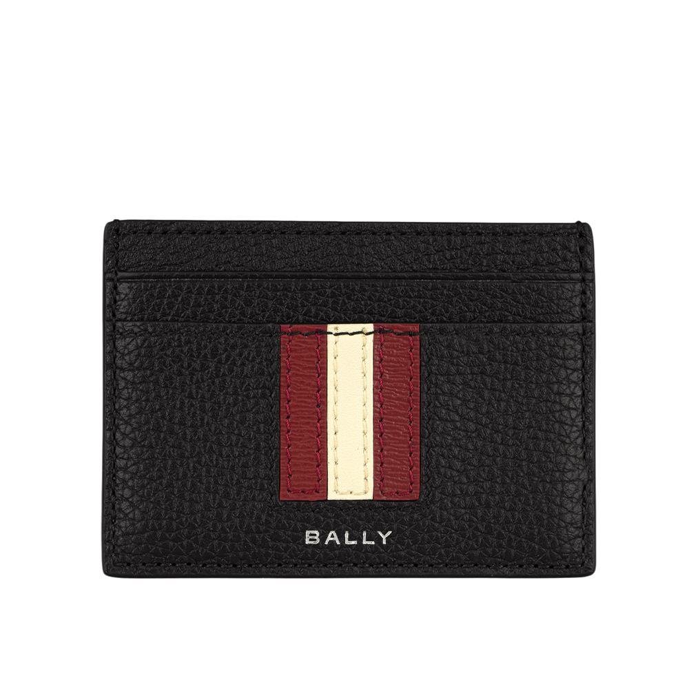 【BALLY】Ribbon 紅白條紋牛皮4卡卡片夾/名片夾