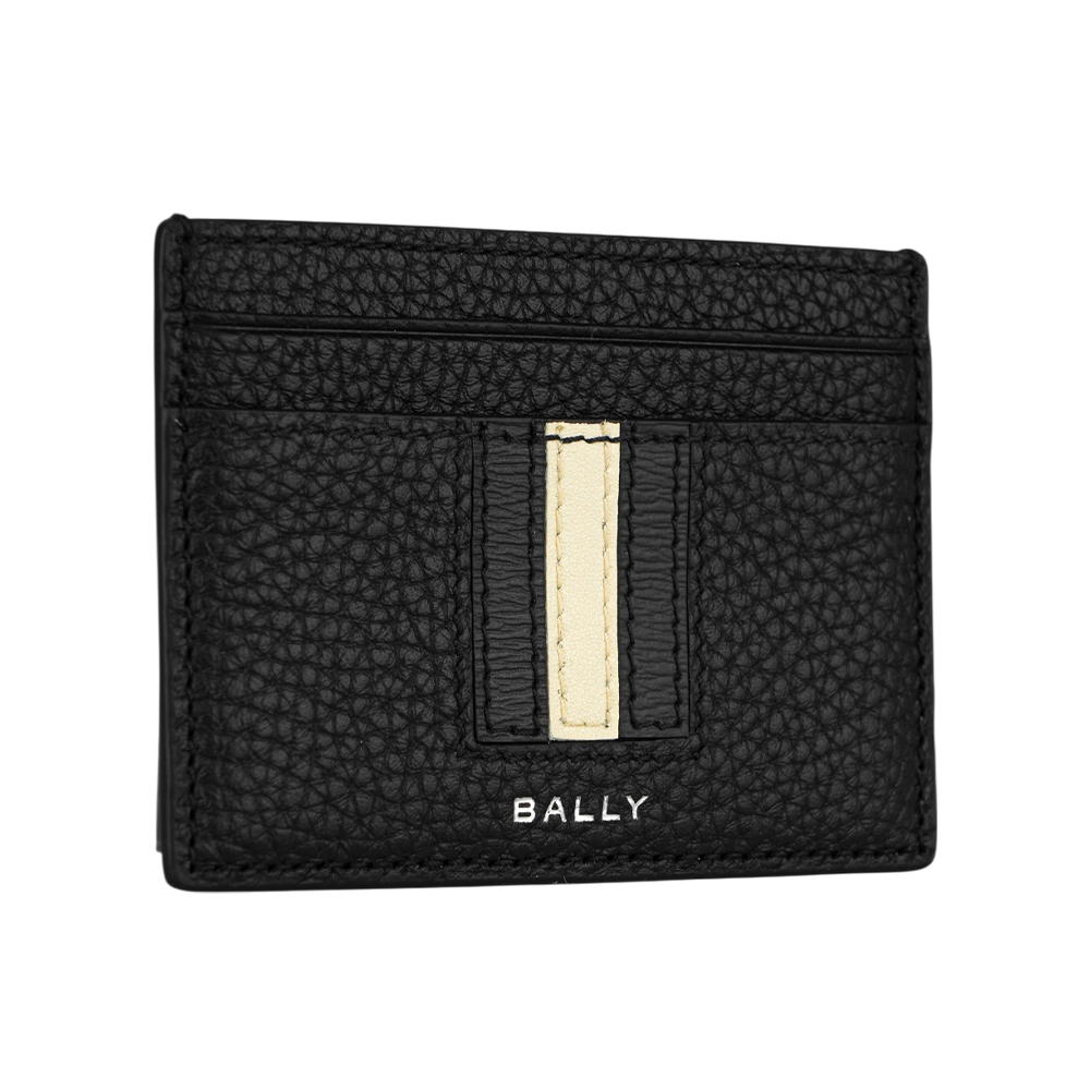 【BALLY】Ribbon 黑白條紋牛皮4卡卡片夾/名片夾