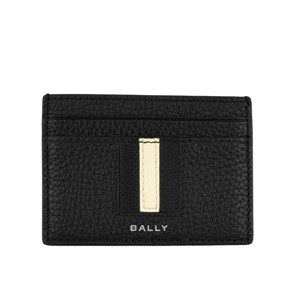 【BALLY】Ribbon 黑白條紋牛皮4卡卡片夾/名片夾(黑色) 6304887