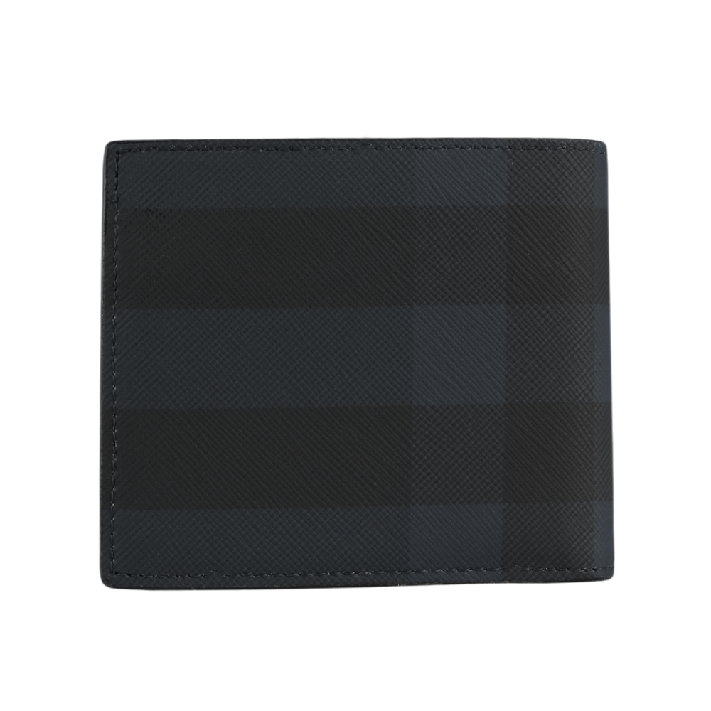 【BURBERRY】經典格紋帆布對開零錢袋短夾(海軍藍) 8073284 A2519