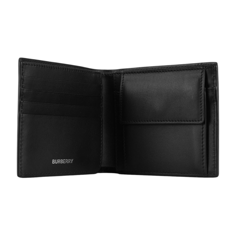 【BURBERRY】經典格紋帆布對開零錢袋短夾(海軍藍) 8073284 A2519