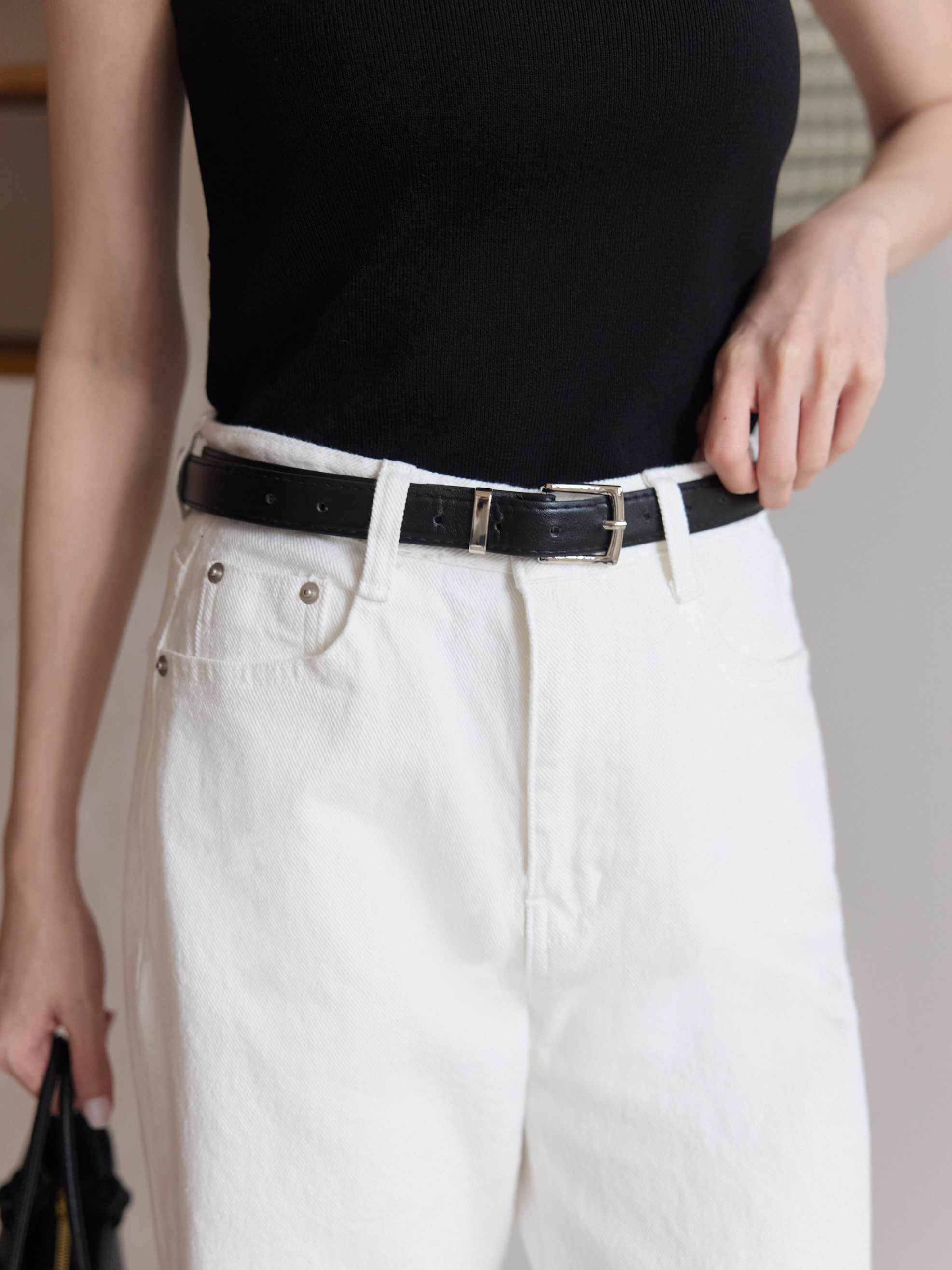 都會感方釦金屬皮帶