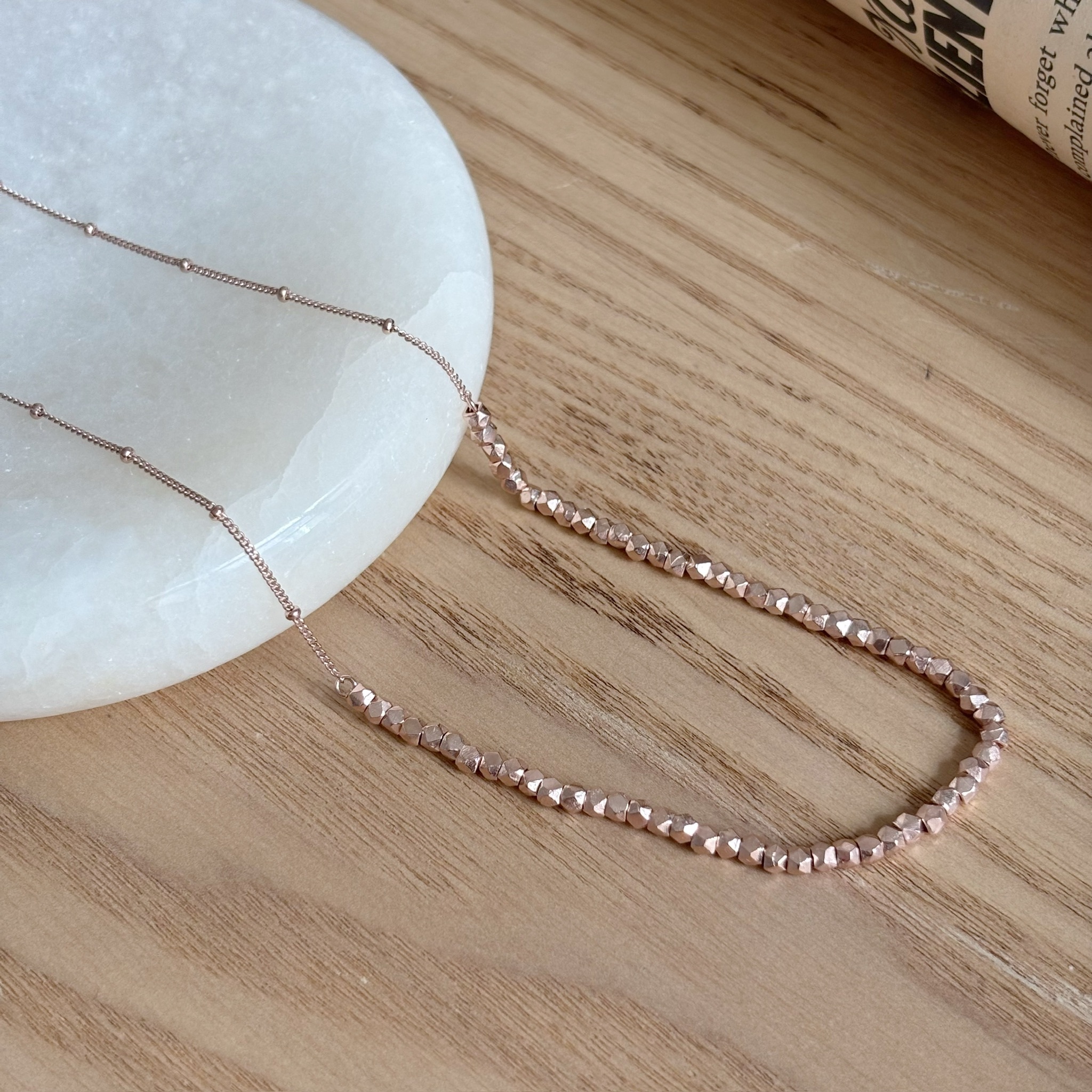 手工銀礦細珠項鍊